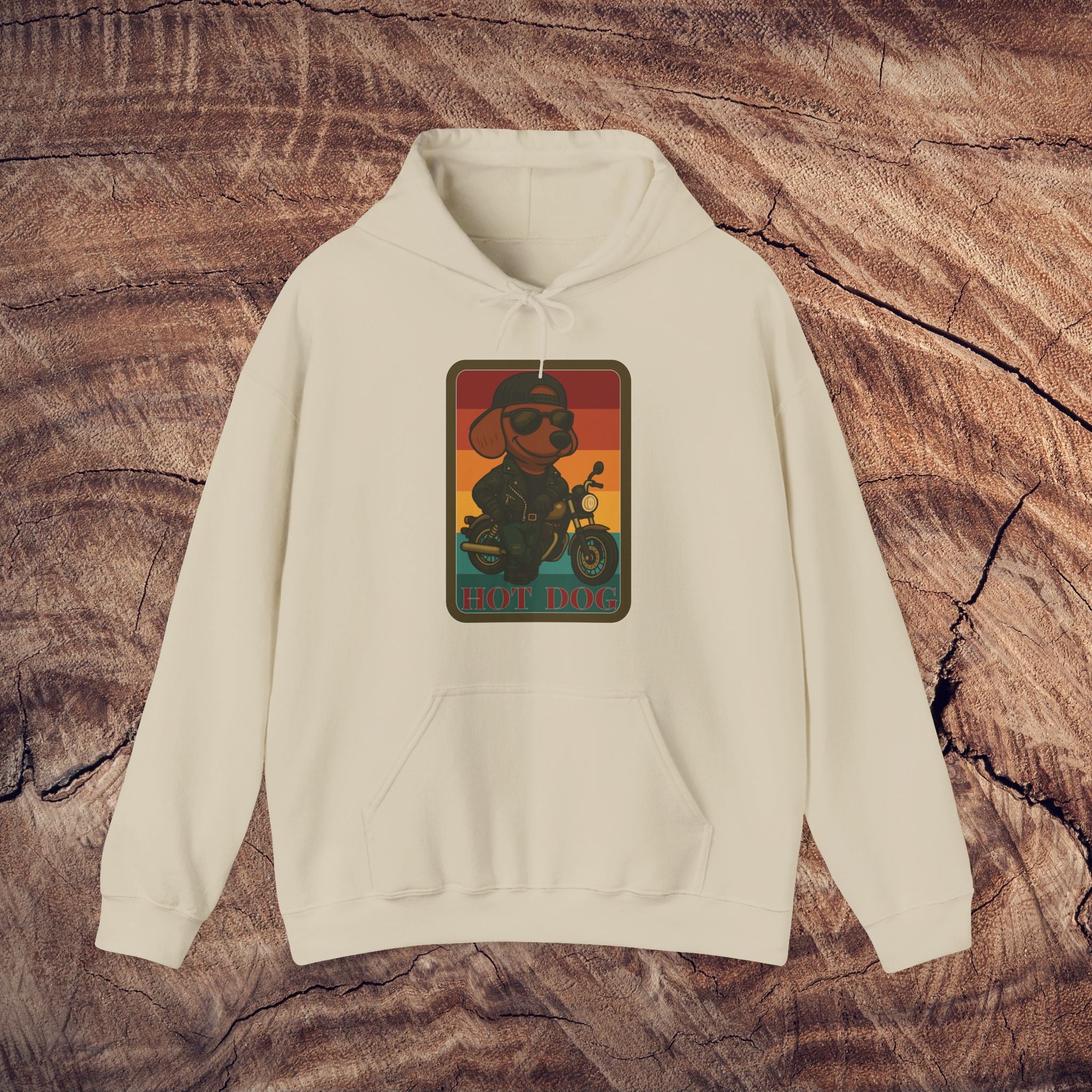 Retro Biker Dog Hoodie - Unisex Heavy Blend Sweatshirt, Cozy Sweatshirt, Dog Lover Gift, Vintage Style Hoodie, Fun Gift for Bikers