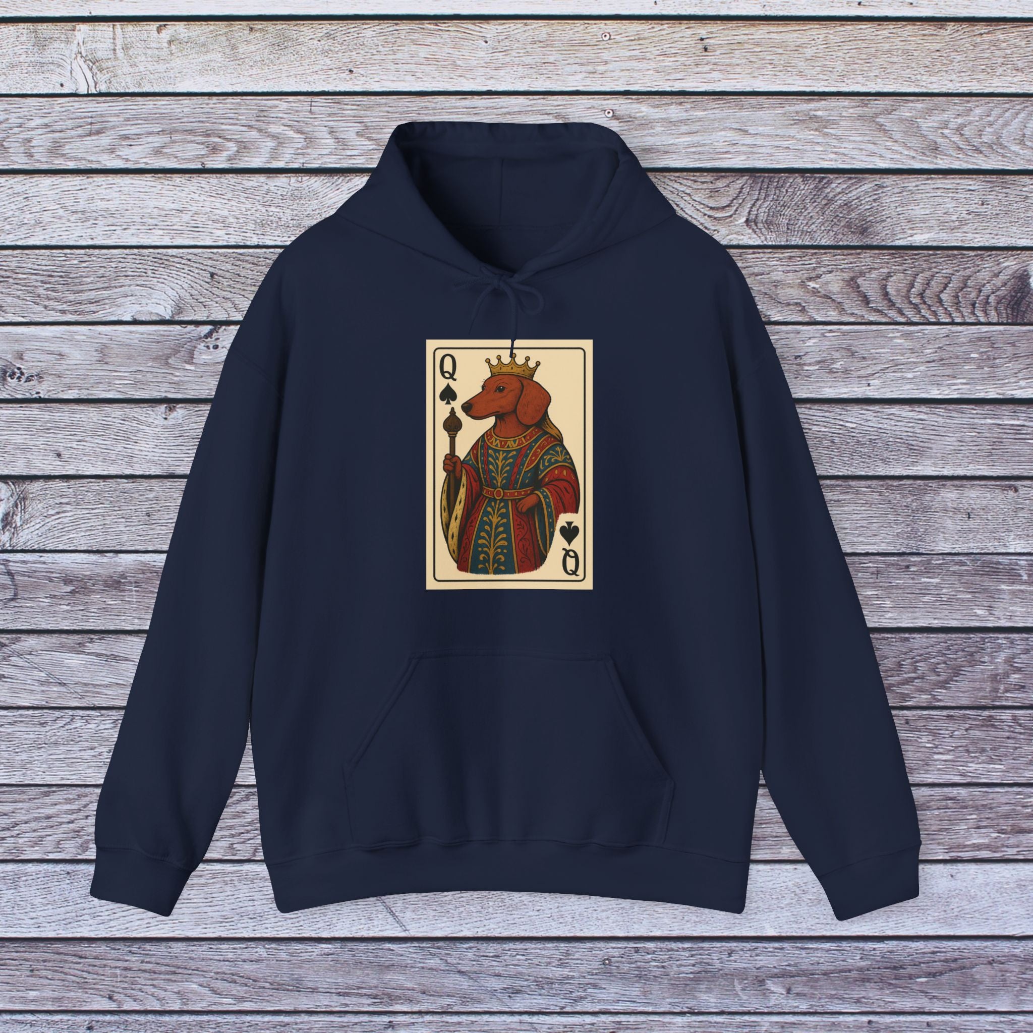 Dachshund Royalty Hoodie – Queen of Spades Edition