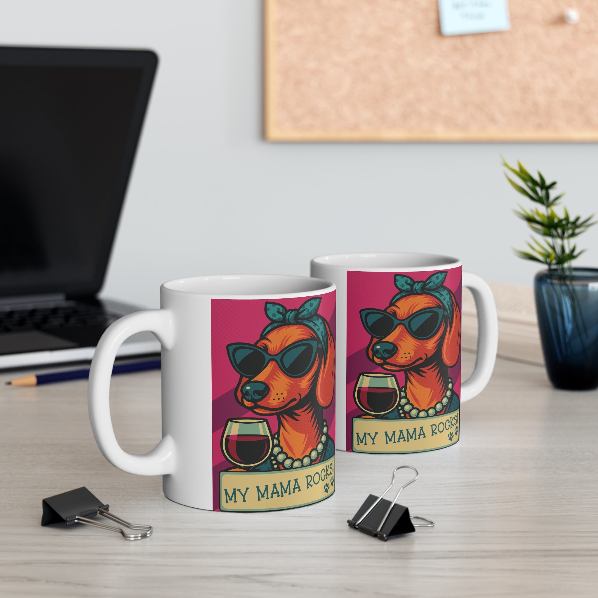 My Mama Rocks Dog Mug — Retro Wine-Loving Mom Coffee Cup (11 oz)