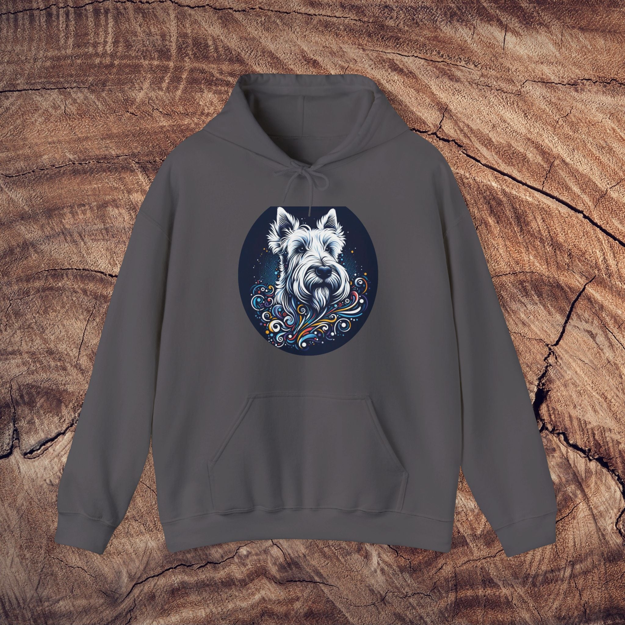 Whimsical Dog Hoodie - Heavy Blend Sweatshirt with Colorful Canine Design