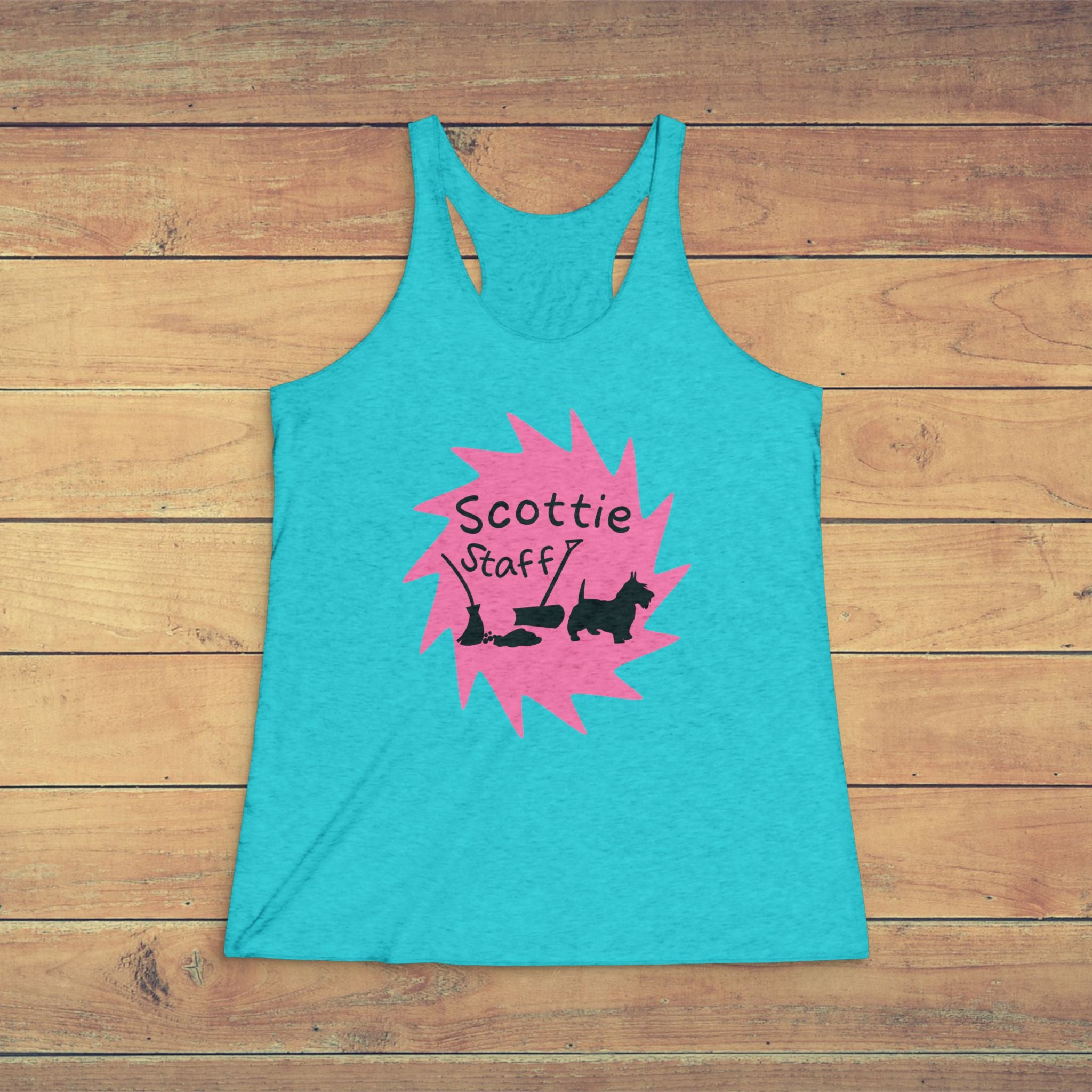 Scottie Staff Women's Racerback Tank — Cute and Fun Scottie Dog Graphic