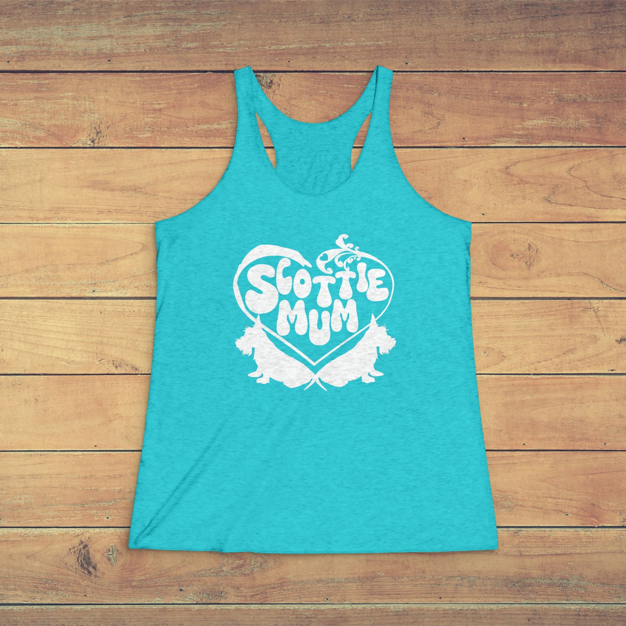 Scottie Mum Racerback Tank – Cute Heart & Scottie Dogs Tee for Dog Moms