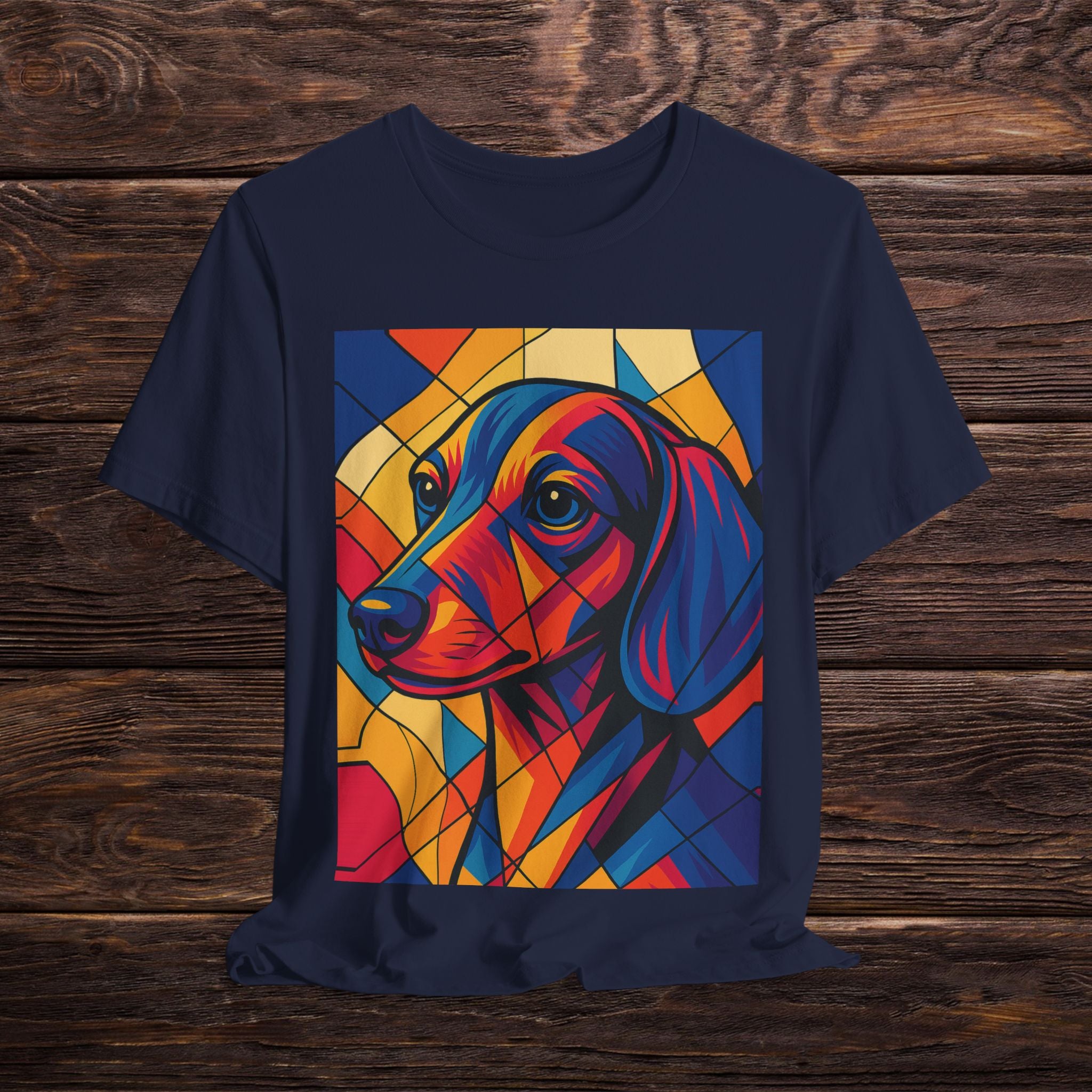 Colorful Dachshund Art Tee, Dog Lover Gift, Pet Adoption Awareness Shirt, Vibrant Animal Portrait T-Shirt, Unisex Dog Lover Tee