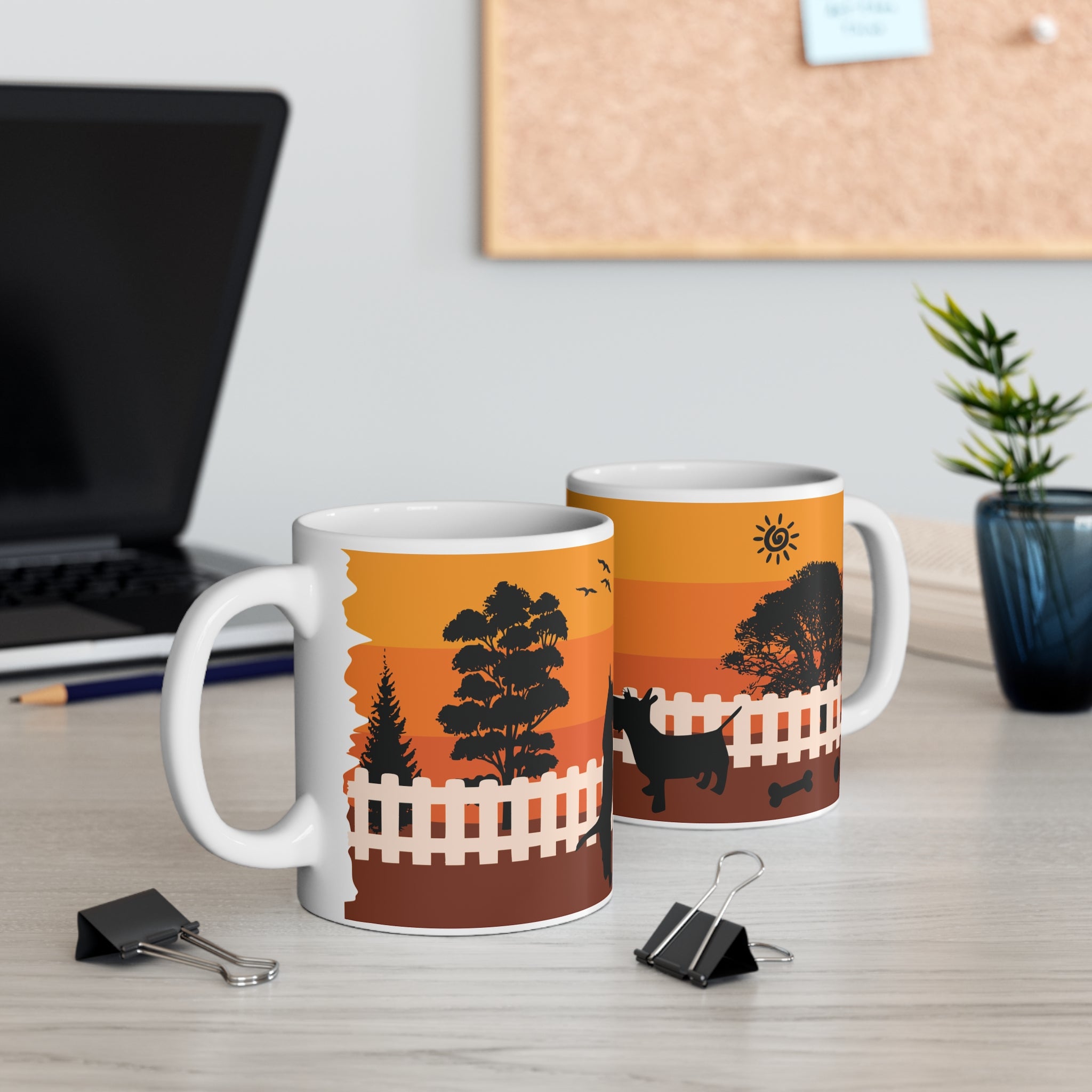 Scottish Terrier Silhouette Mug – Sunset Scottie Dog Coffee Cup