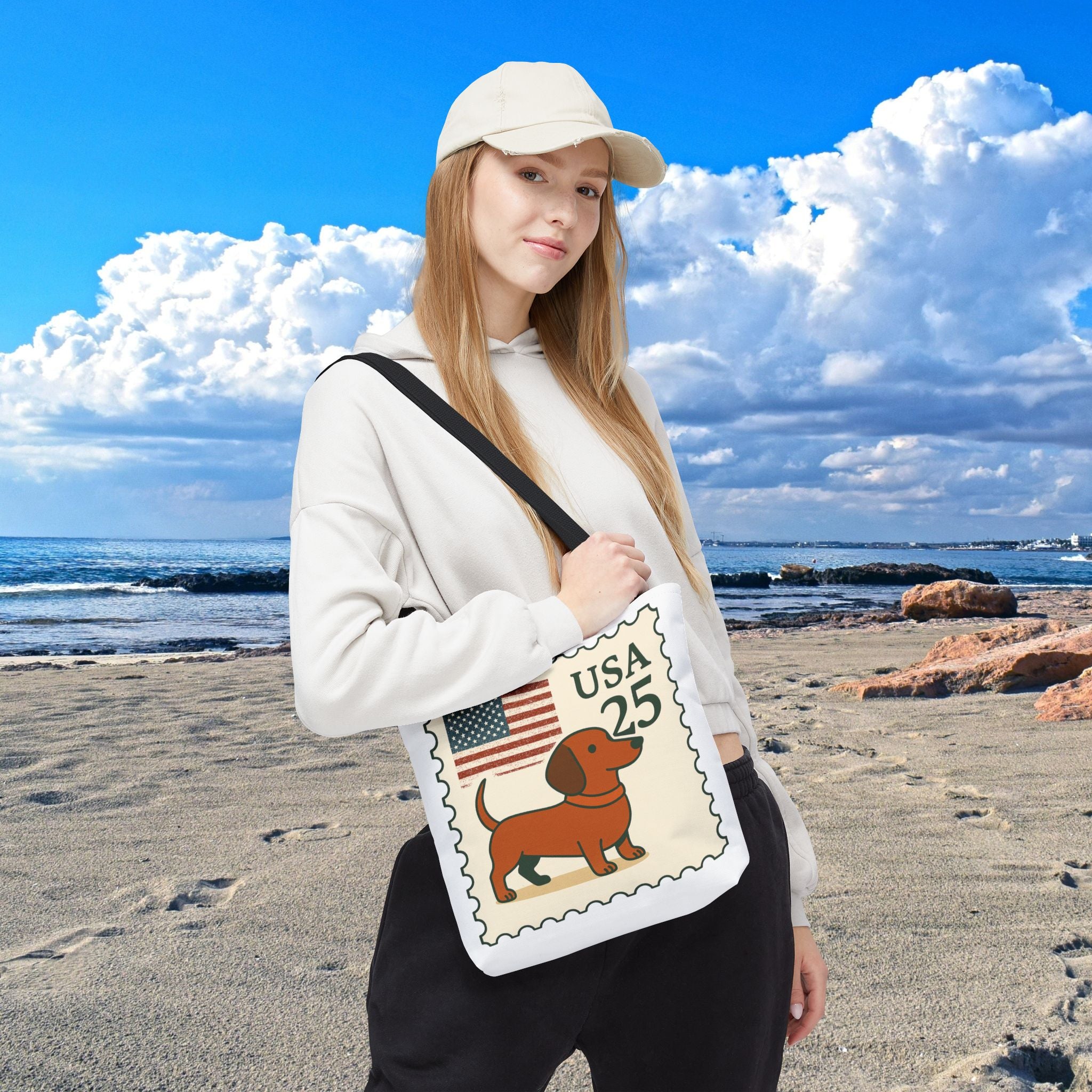 Dachshund Stamp Tote Bag – Unique Gift for Dog Enthusiasts
