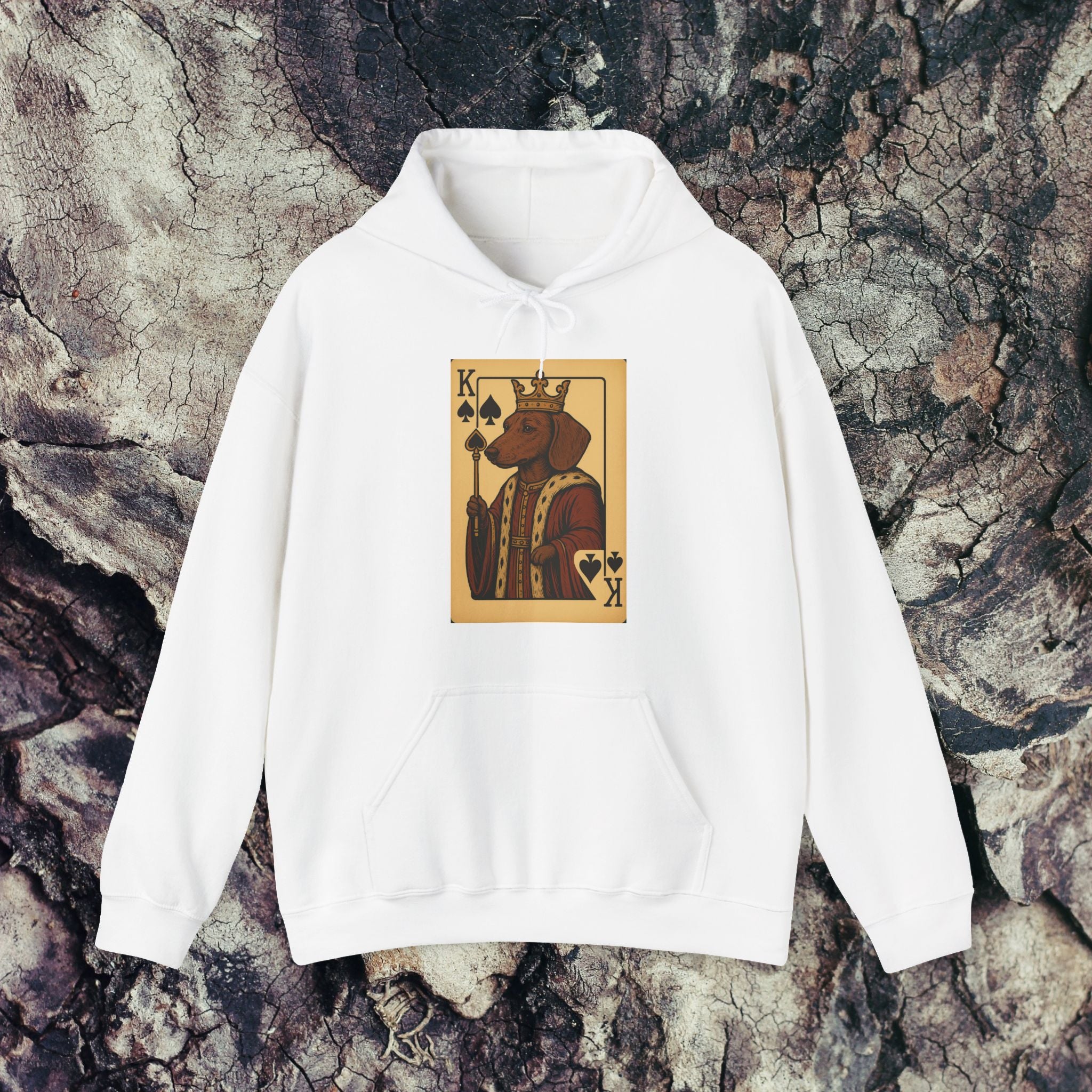 Vintage Dog King Hoodie, Unisex Hooded Sweatshirt, Animal Lover Gift, Cozy Sweatshirt, Unique Dog Apparel, Gift for Pet Owners