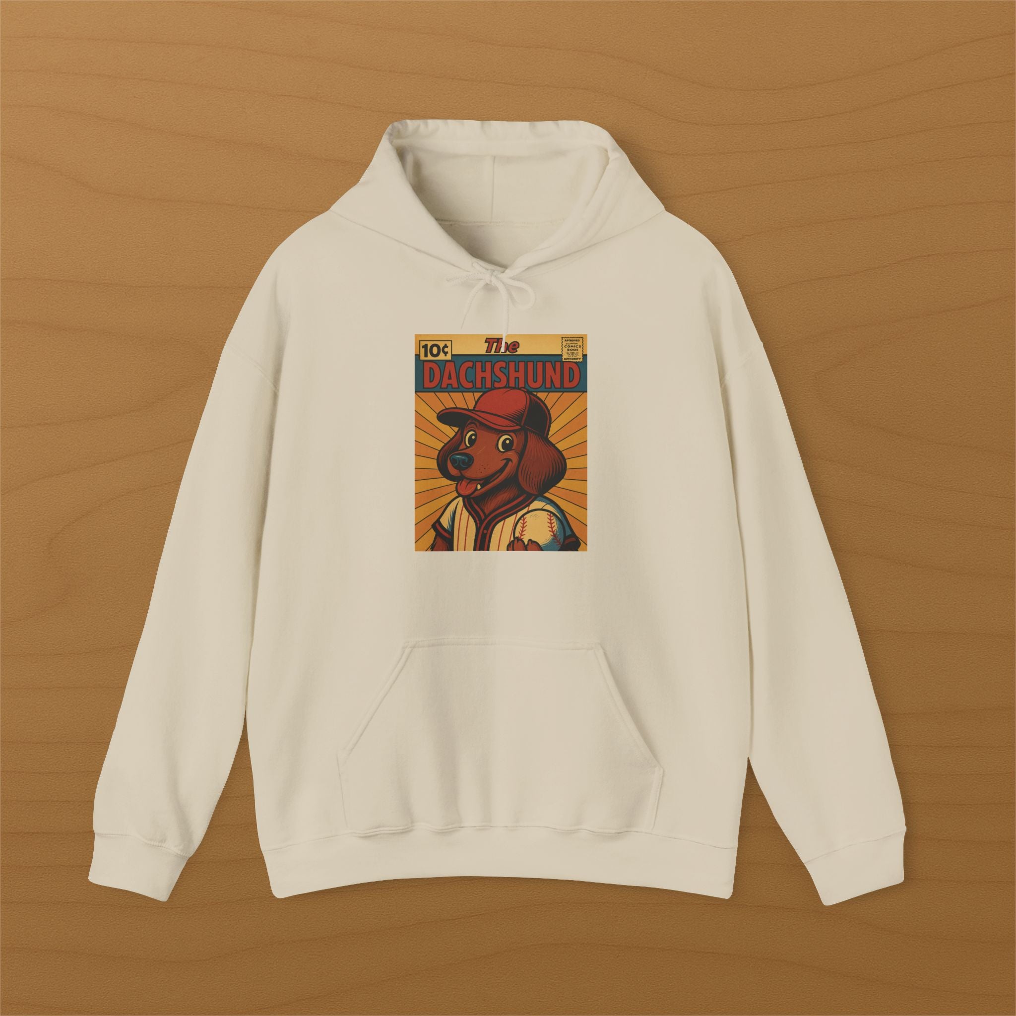 Vintage Dachshund Hoodie, Cozy Dog Lover Sweatshirt, Unisex Casual Wear, Pet Owner Gift, Animal Graphic Apparel