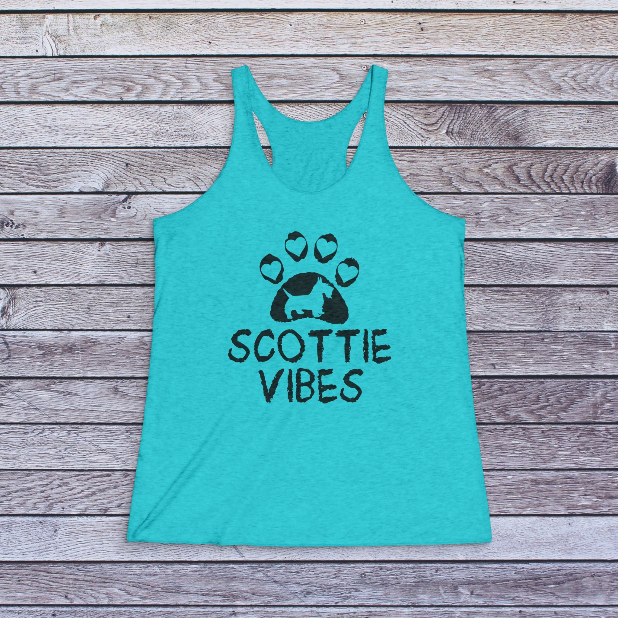 Scottie Vibes Racerback Tank - Cute Scottish Terrier Paw Graphic Tee