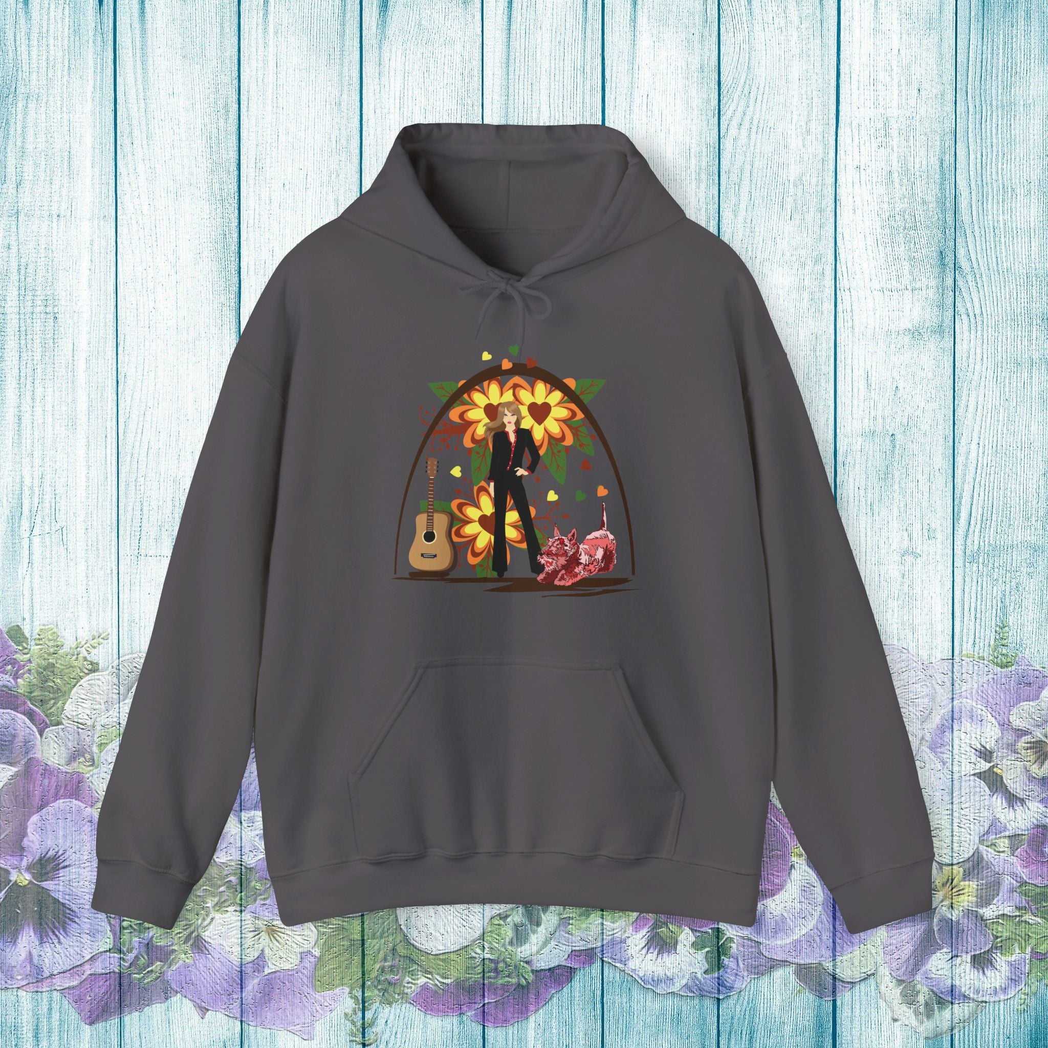 Vintage Floral Guitar Unisex Hoodie