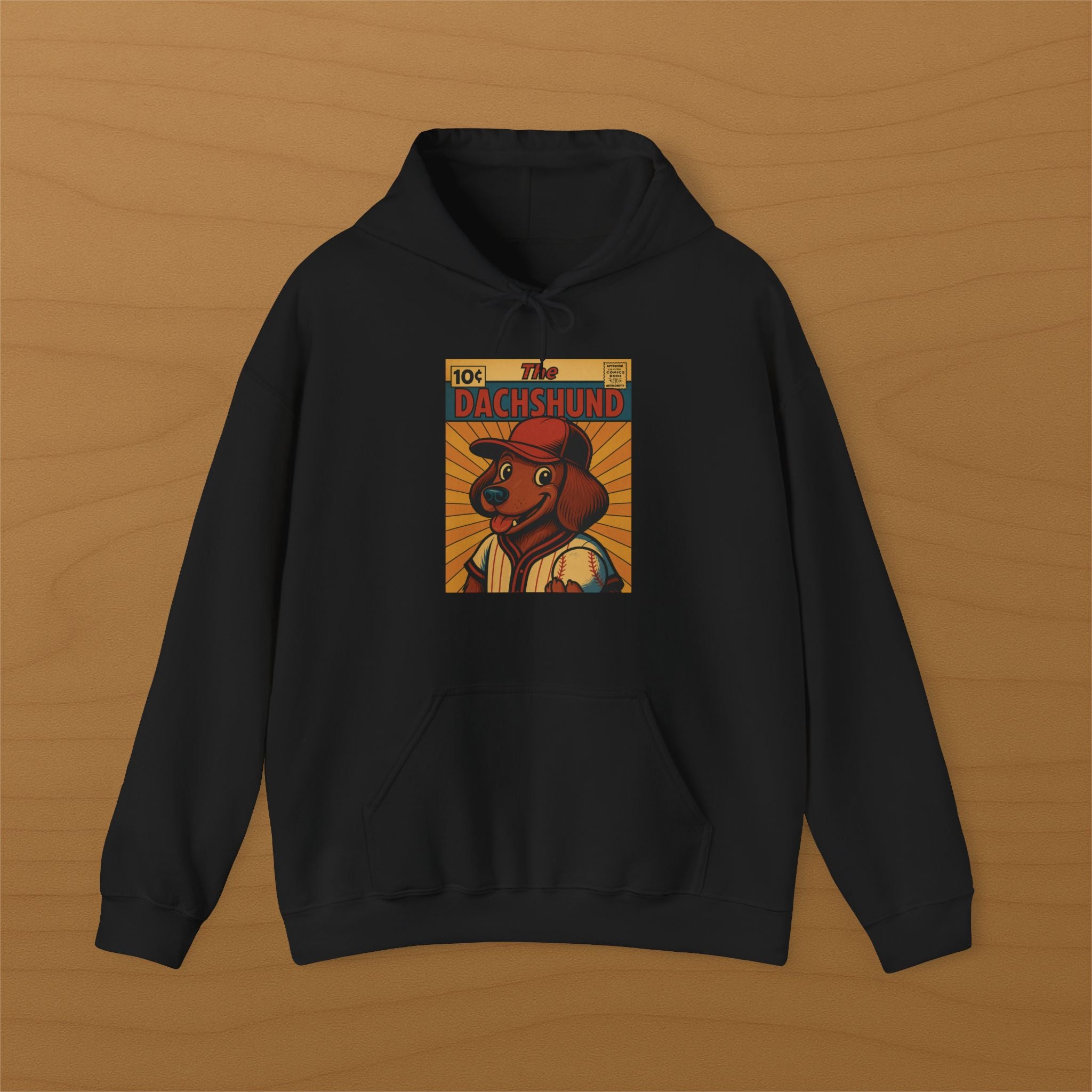 Vintage Dachshund Hoodie, Cozy Dog Lover Sweatshirt, Unisex Casual Wear, Pet Owner Gift, Animal Graphic Apparel