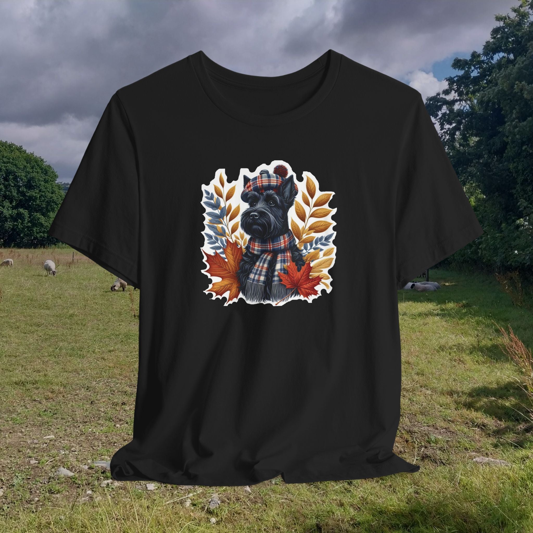 Fall Vibes Dog Graphic Tee - Unisex Jersey Short Sleeve