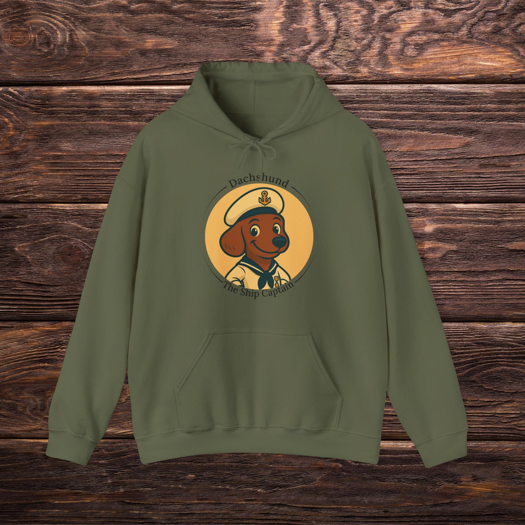 “Ship Captain” Dachshund Hoodie – Unisex Heavy Blend Sweatshirt
