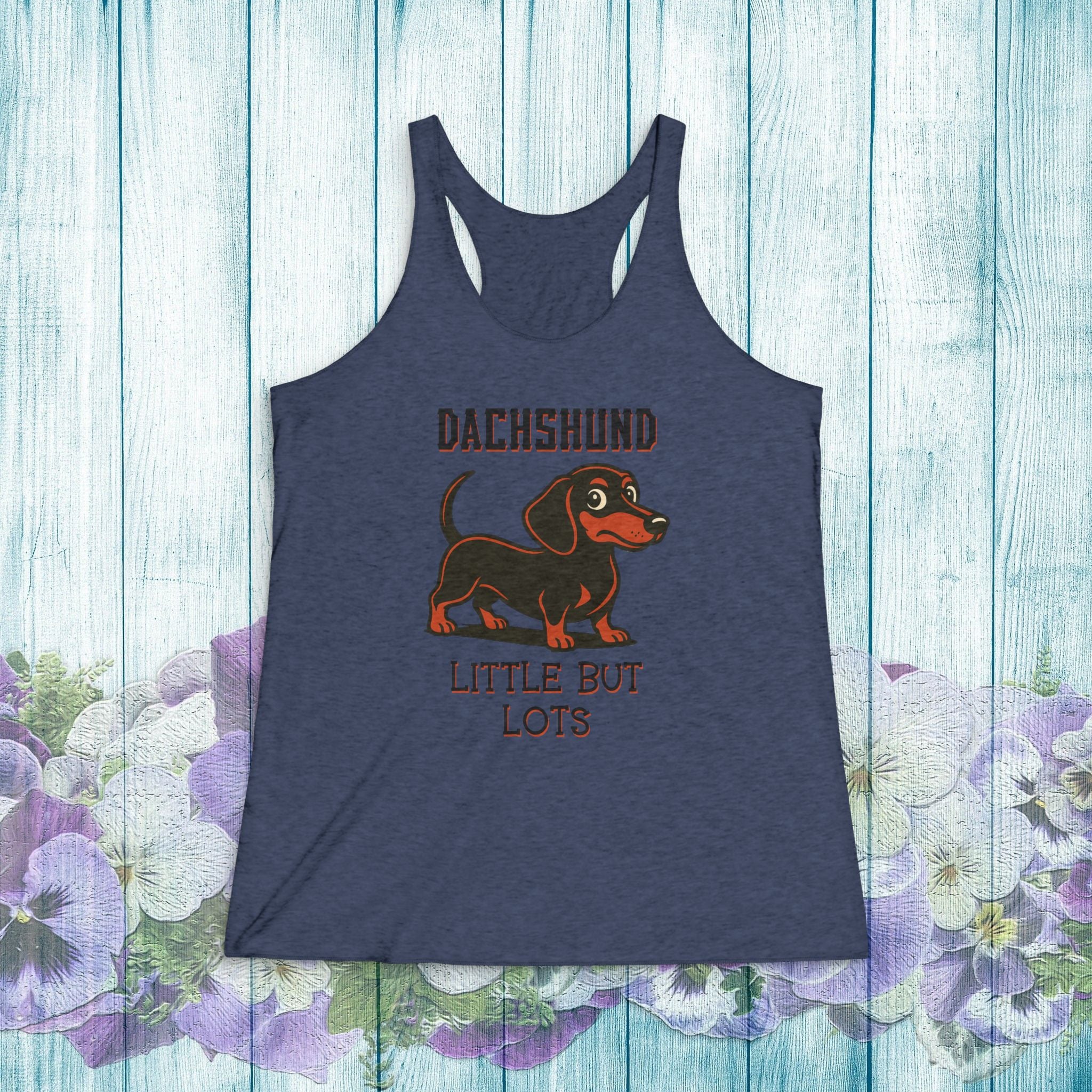 Dachshund Racerback Tank — "Little But Lots" Cute Dachshund Dog Graphic