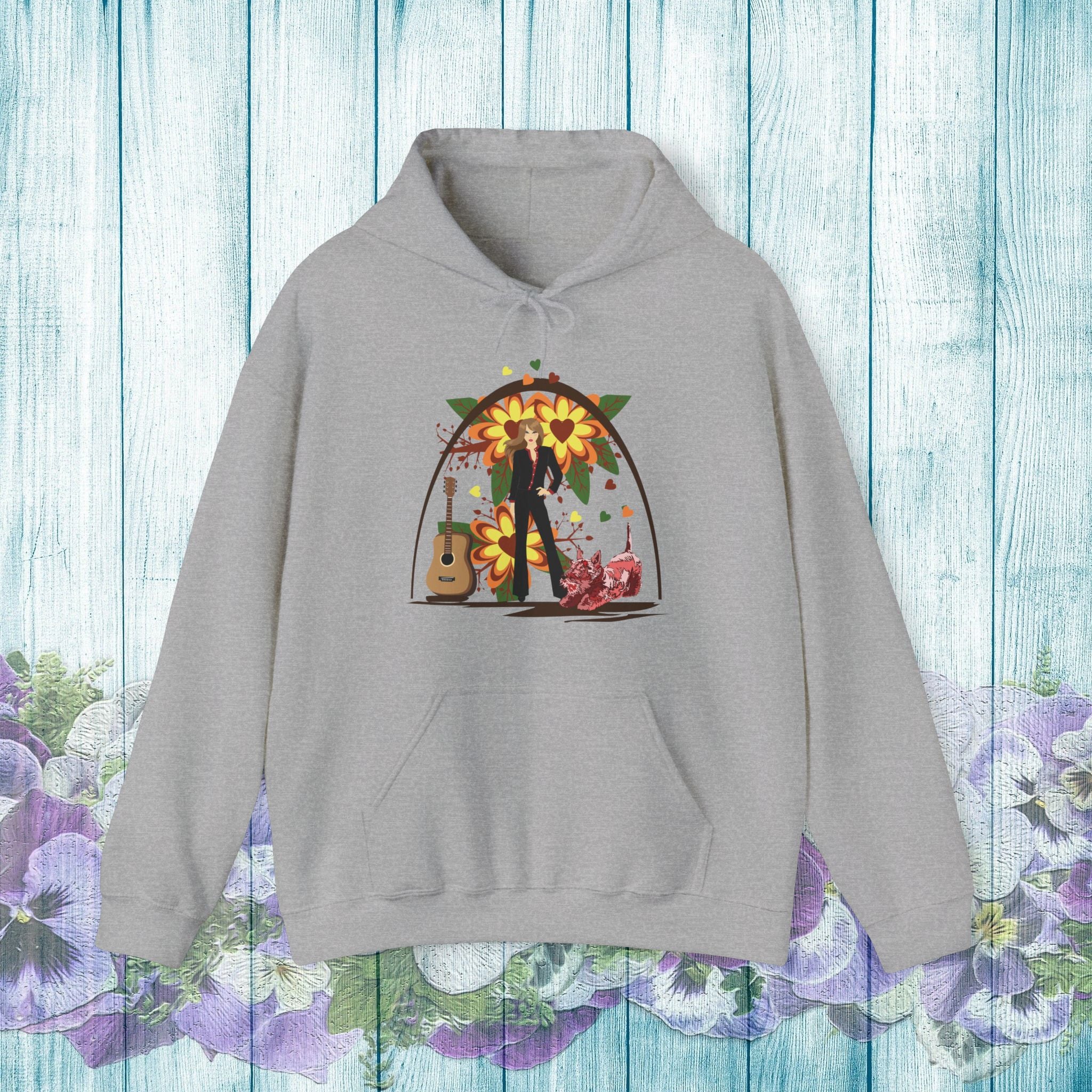 Vintage Floral Guitar Unisex Hoodie