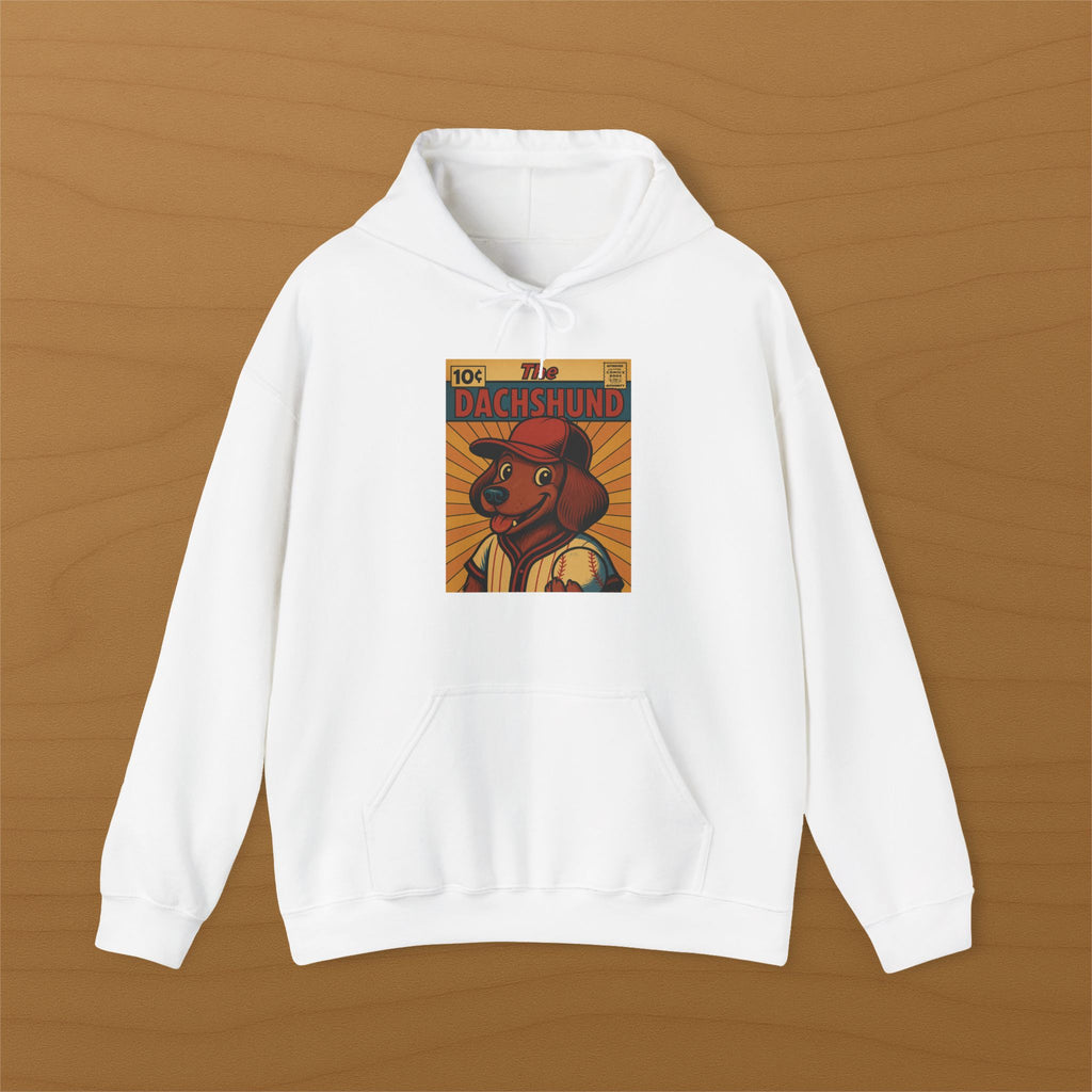 Vintage Dachshund Hoodie, Cozy Dog Lover Sweatshirt, Unisex Casual Wear, Pet Owner Gift, Animal Graphic Apparel