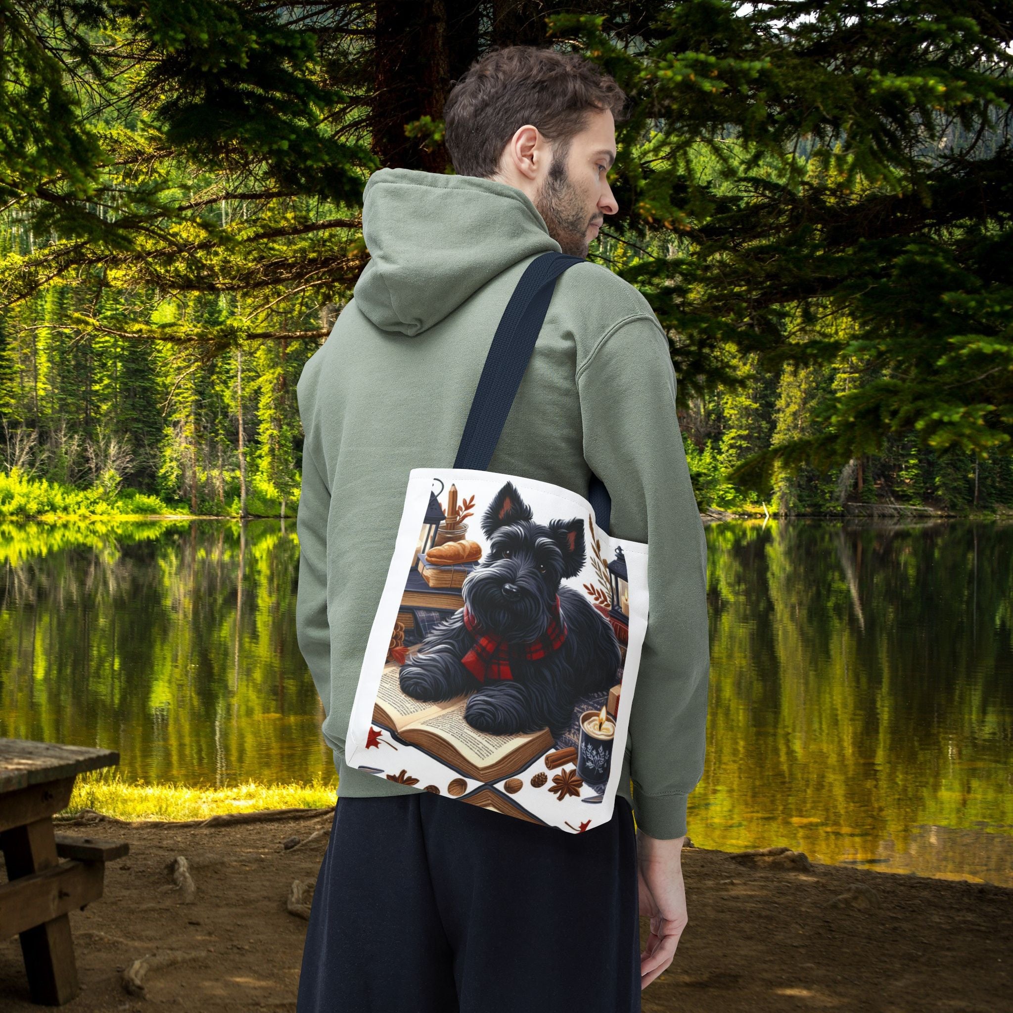 Cozy Dog Lover Tote Bag - Perfect for Bookworms and Pet Owners