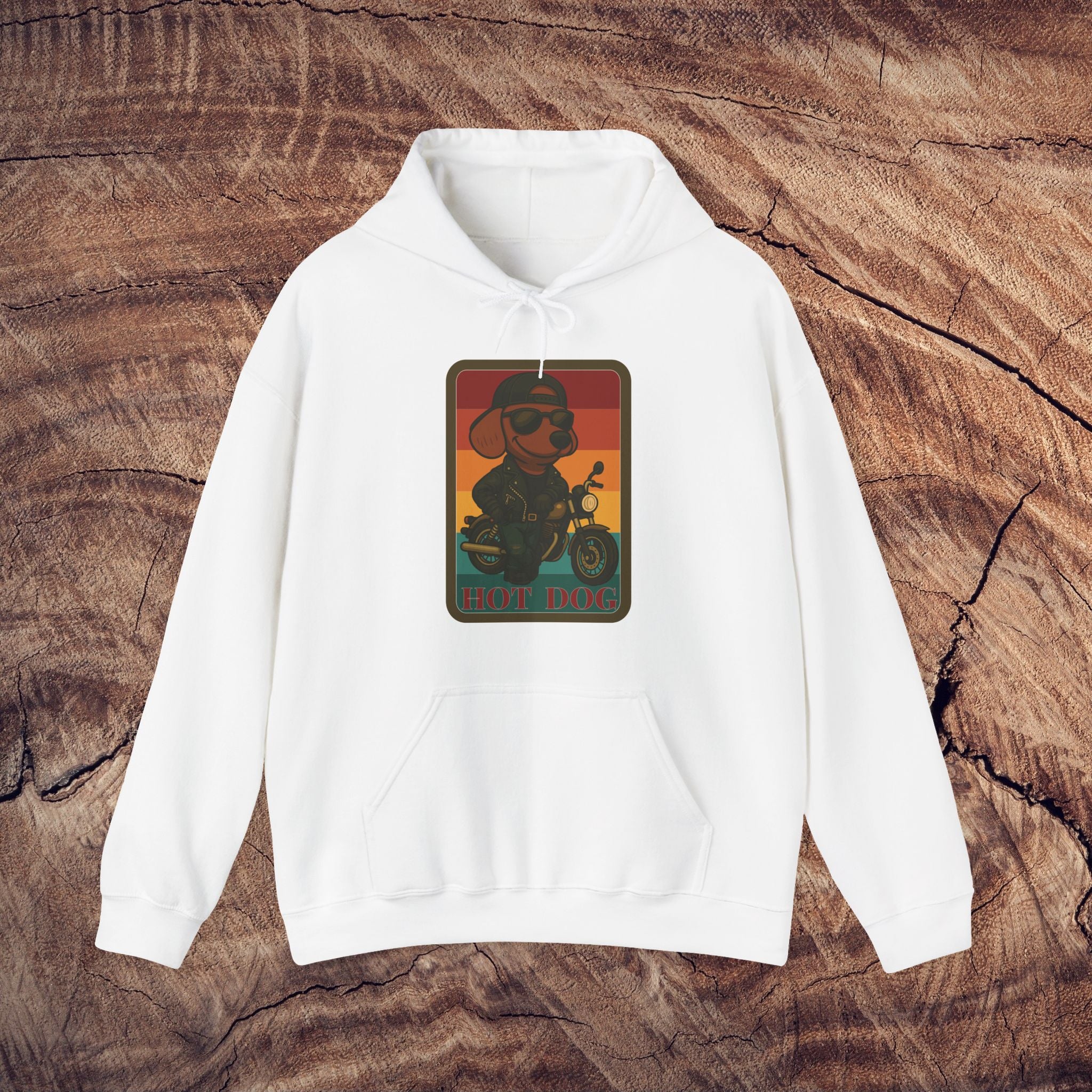 Retro Biker Dog Hoodie - Unisex Heavy Blend Sweatshirt, Cozy Sweatshirt, Dog Lover Gift, Vintage Style Hoodie, Fun Gift for Bikers