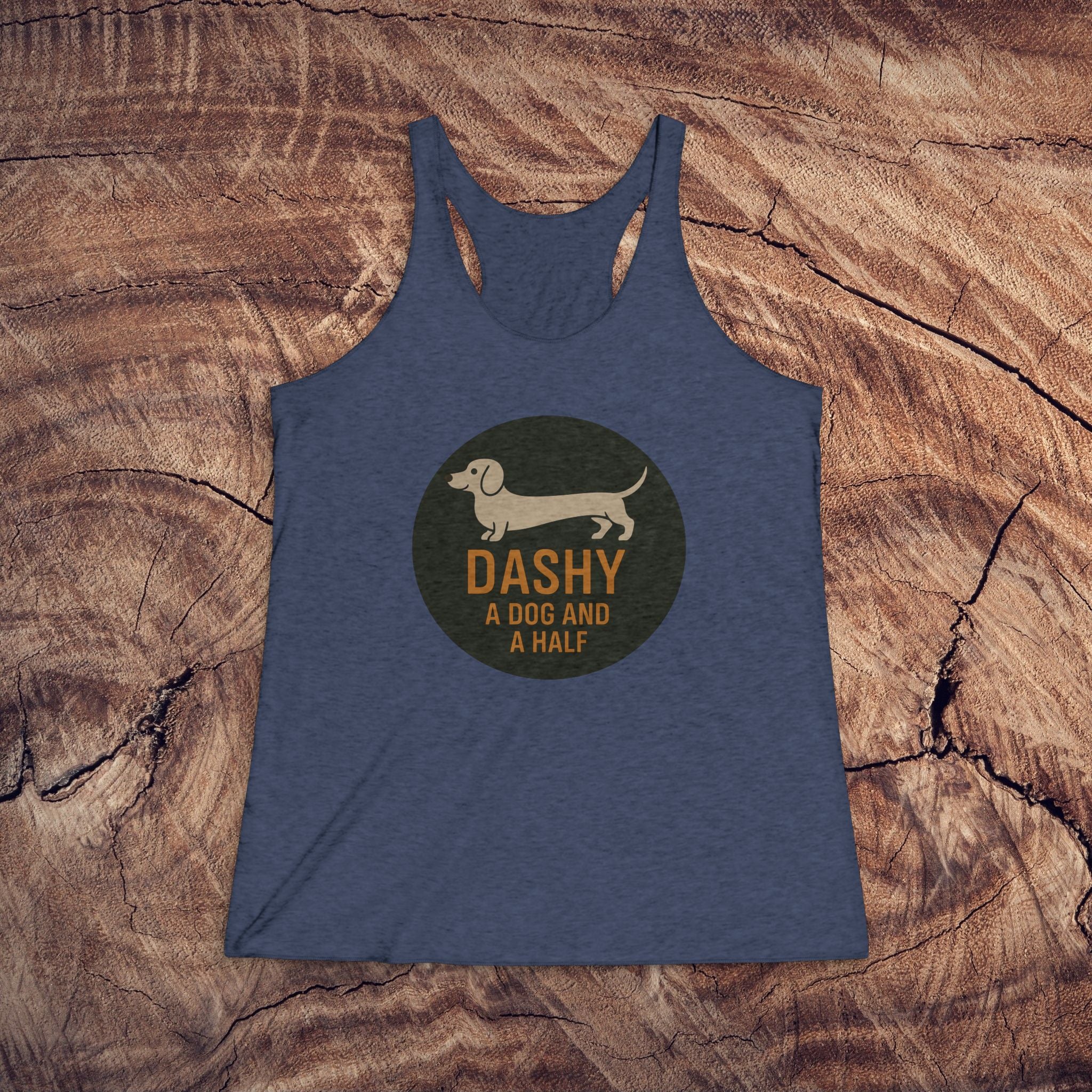 Dashy Dachshund Tank Top — "Dashy a Dog and a Half" Cute Sausage Dog Racerback Tank