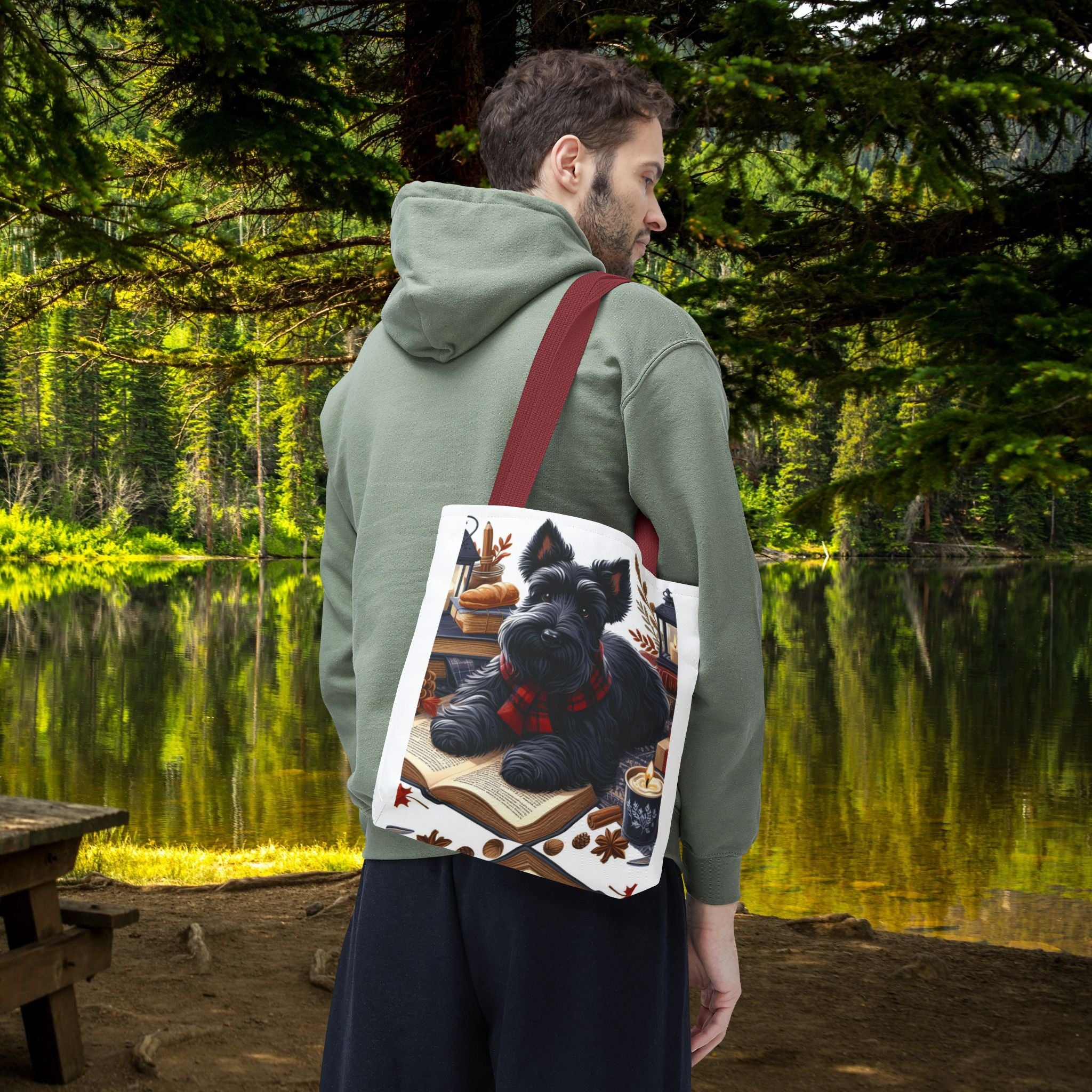 Cozy Dog Lover Tote Bag - Perfect for Bookworms and Pet Owners