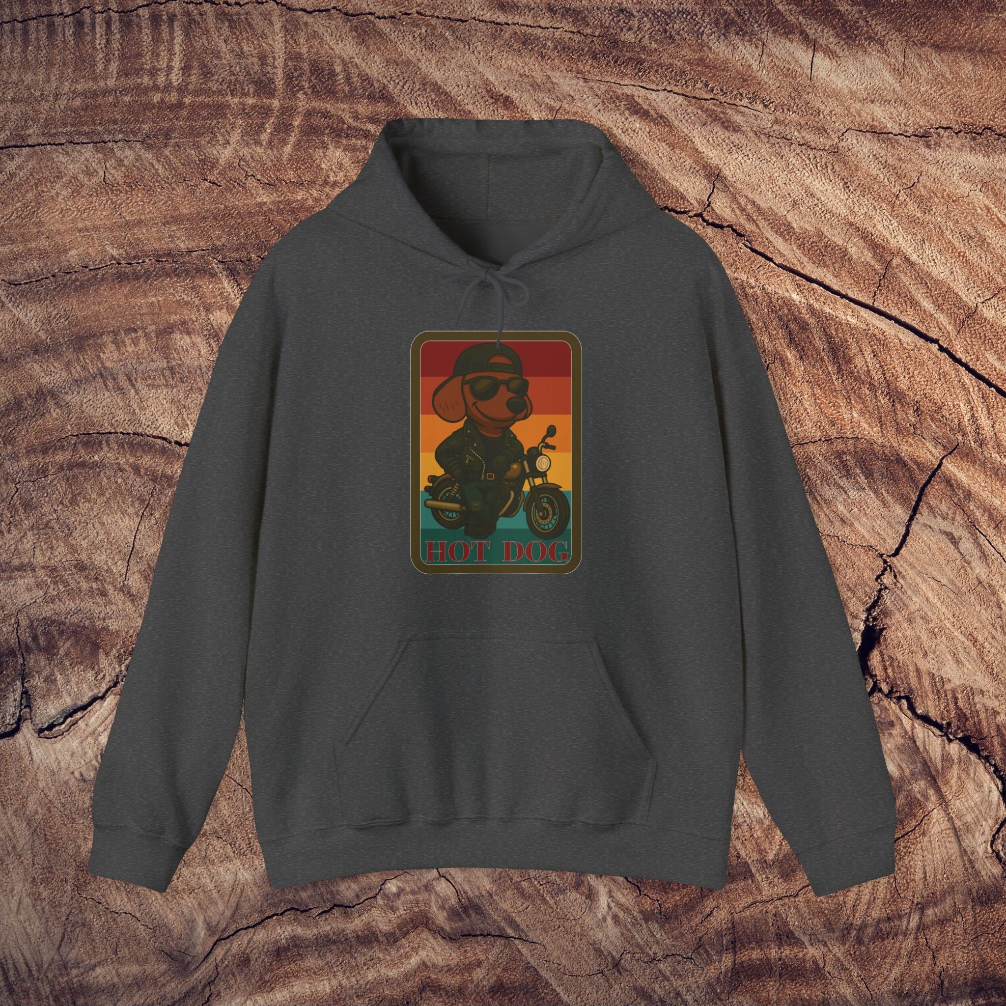 Retro Biker Dog Hoodie - Unisex Heavy Blend Sweatshirt, Cozy Sweatshirt, Dog Lover Gift, Vintage Style Hoodie, Fun Gift for Bikers