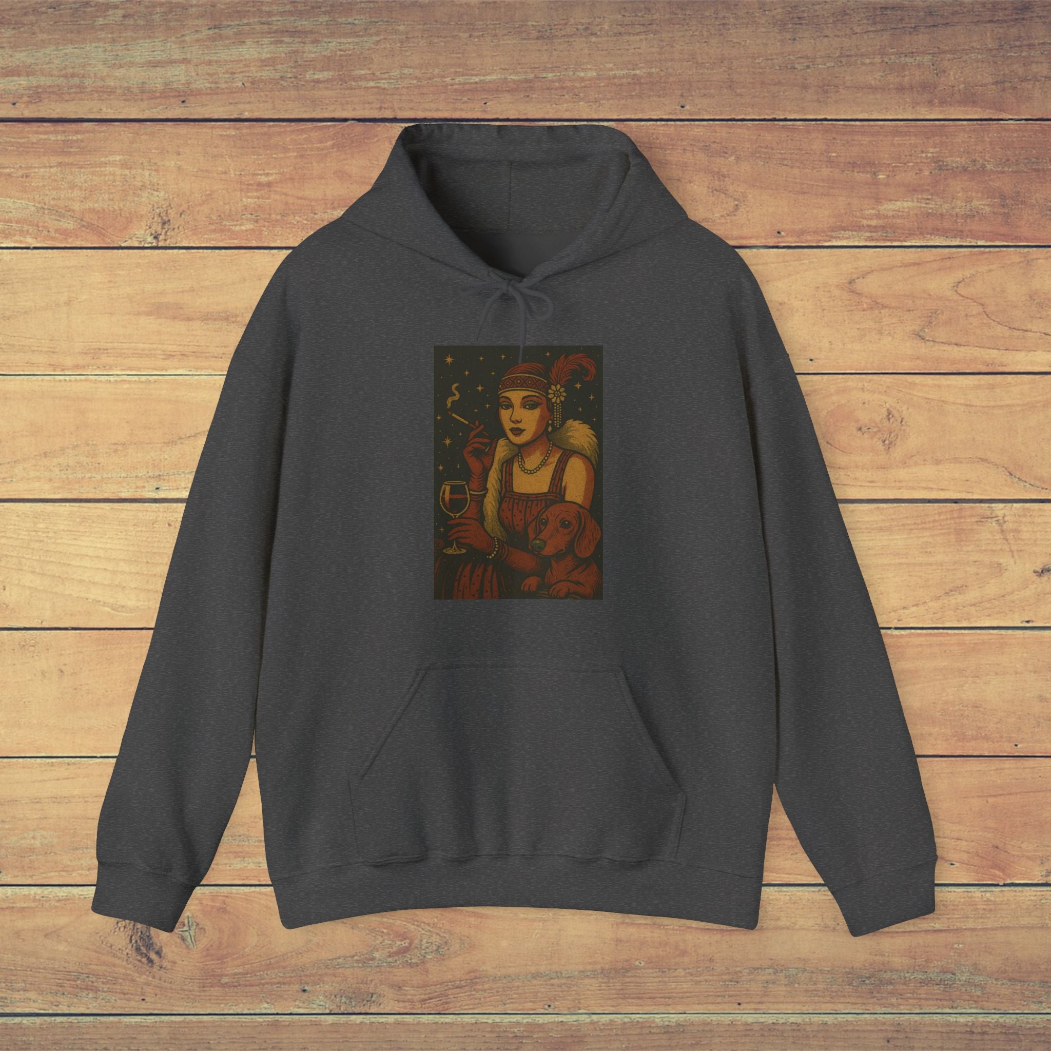 Artistic Unisex Hoodie with Vintage Vibe, Cozy Sweatshirt, Gift for Art Lovers, Casual Fashion, Unique Design Hooded Sweatshirt