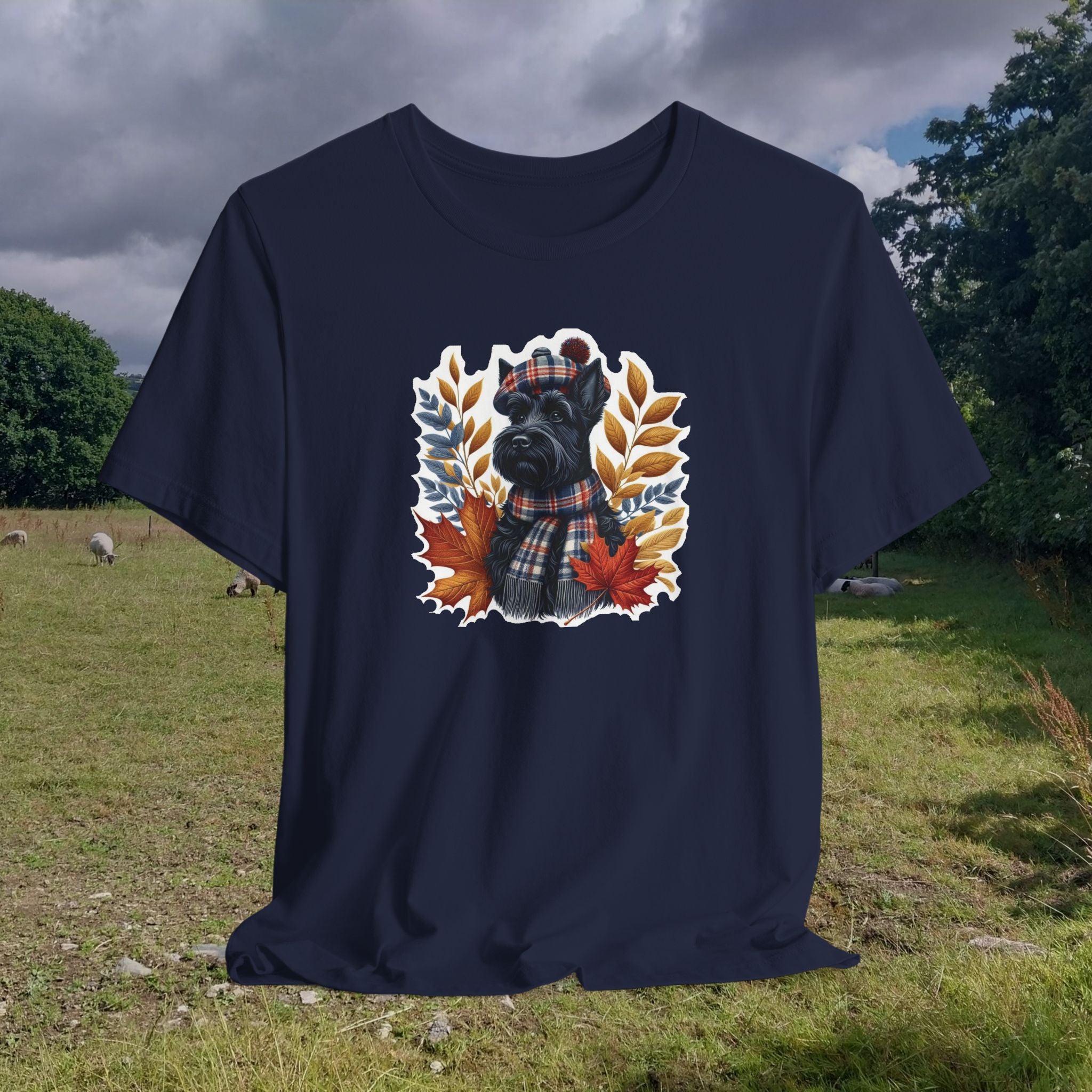 Fall Vibes Dog Graphic Tee - Unisex Jersey Short Sleeve