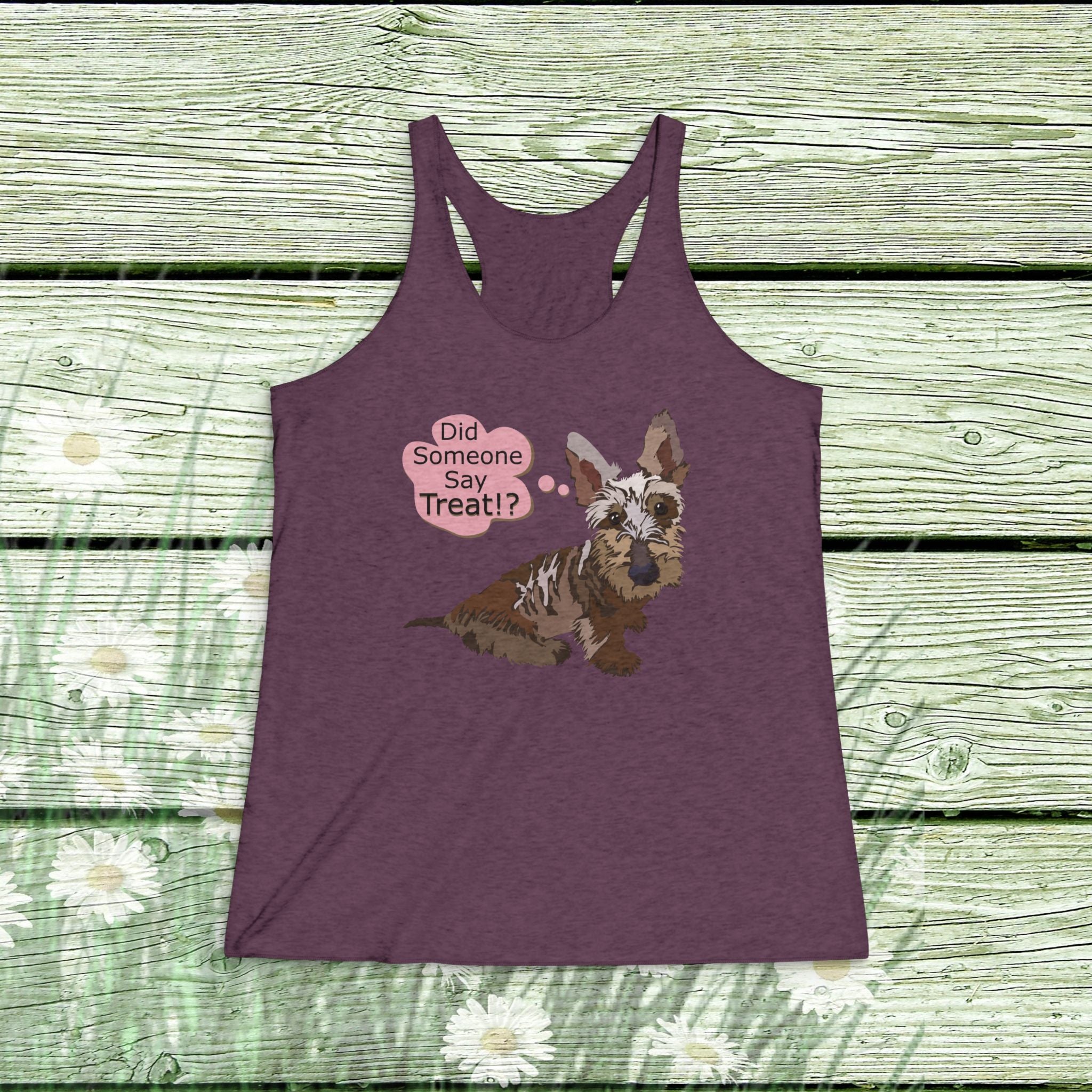 Women’s Racerback Tank – Cute Scottish Terrier ‘Did Someone Say Treat?’ Dog Lover Tank Top