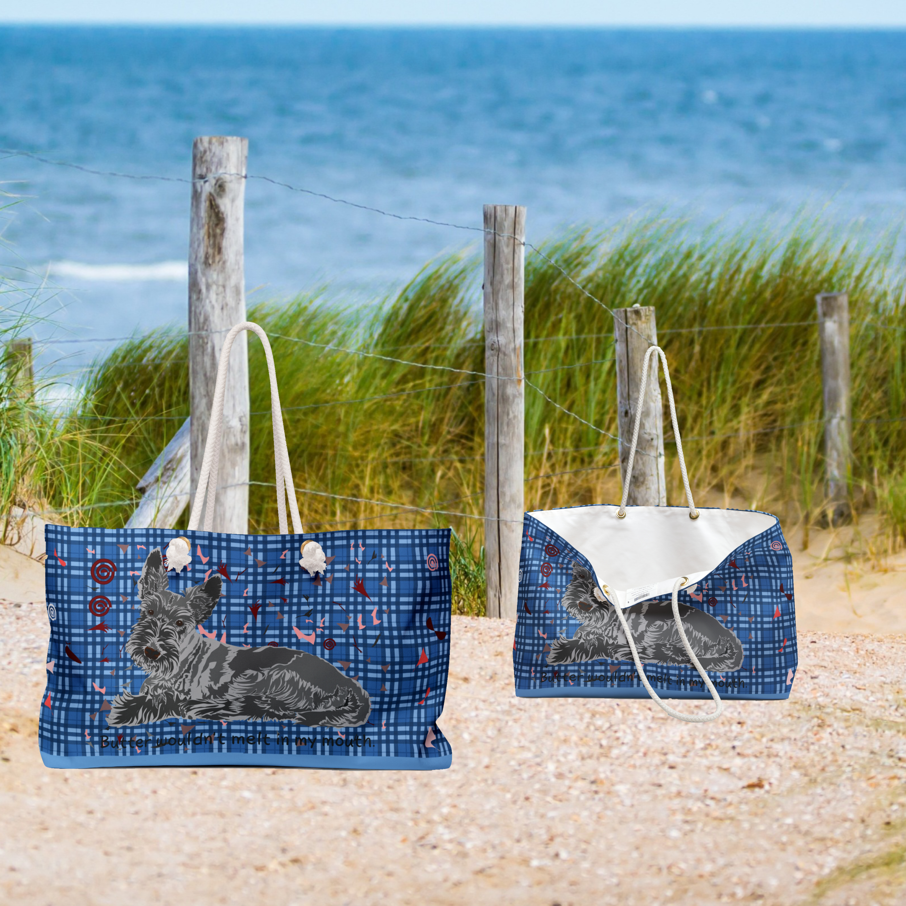 Scottish Terrier Plaid Weekender Bag – Blue Terrier Travel Tote