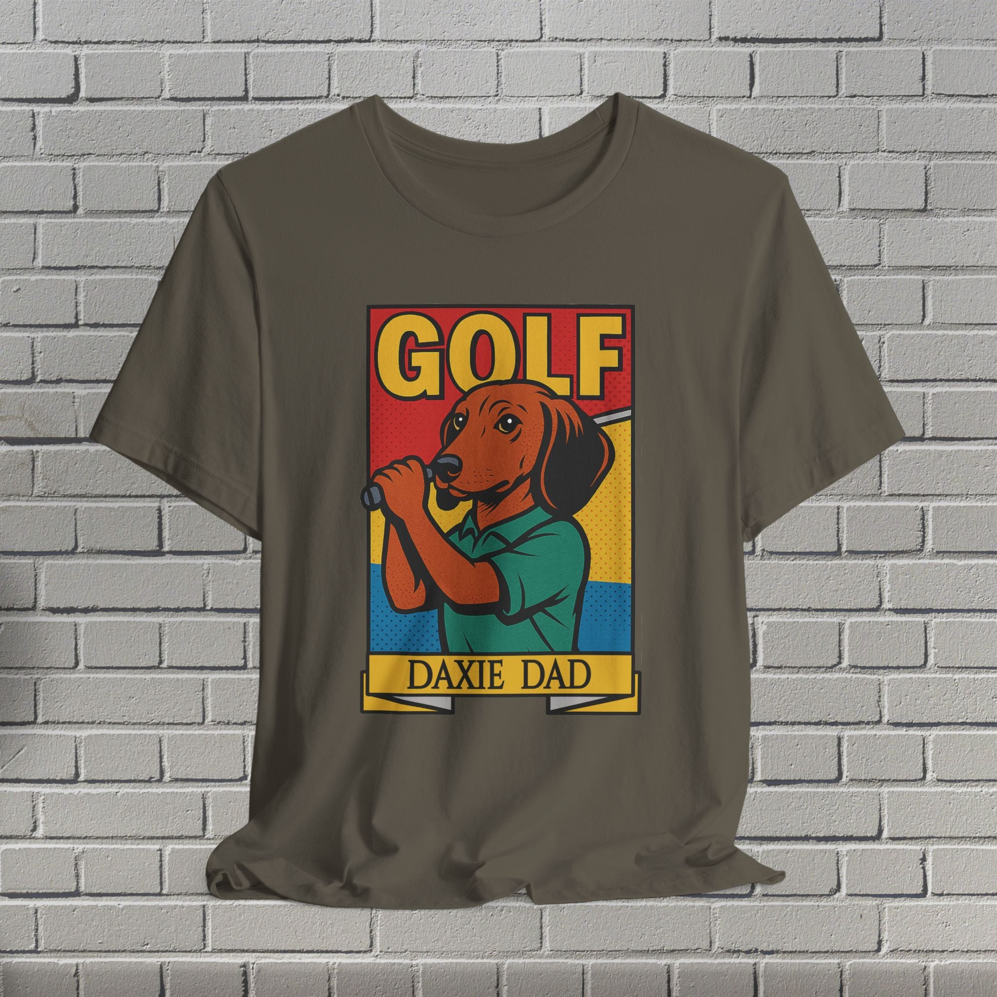 Golfing Dachshund Dad Tee, Fun Gift for Dog Lovers, Father's Day Shirt, Casual Wear, Summer Style, Pet Lover Apparel