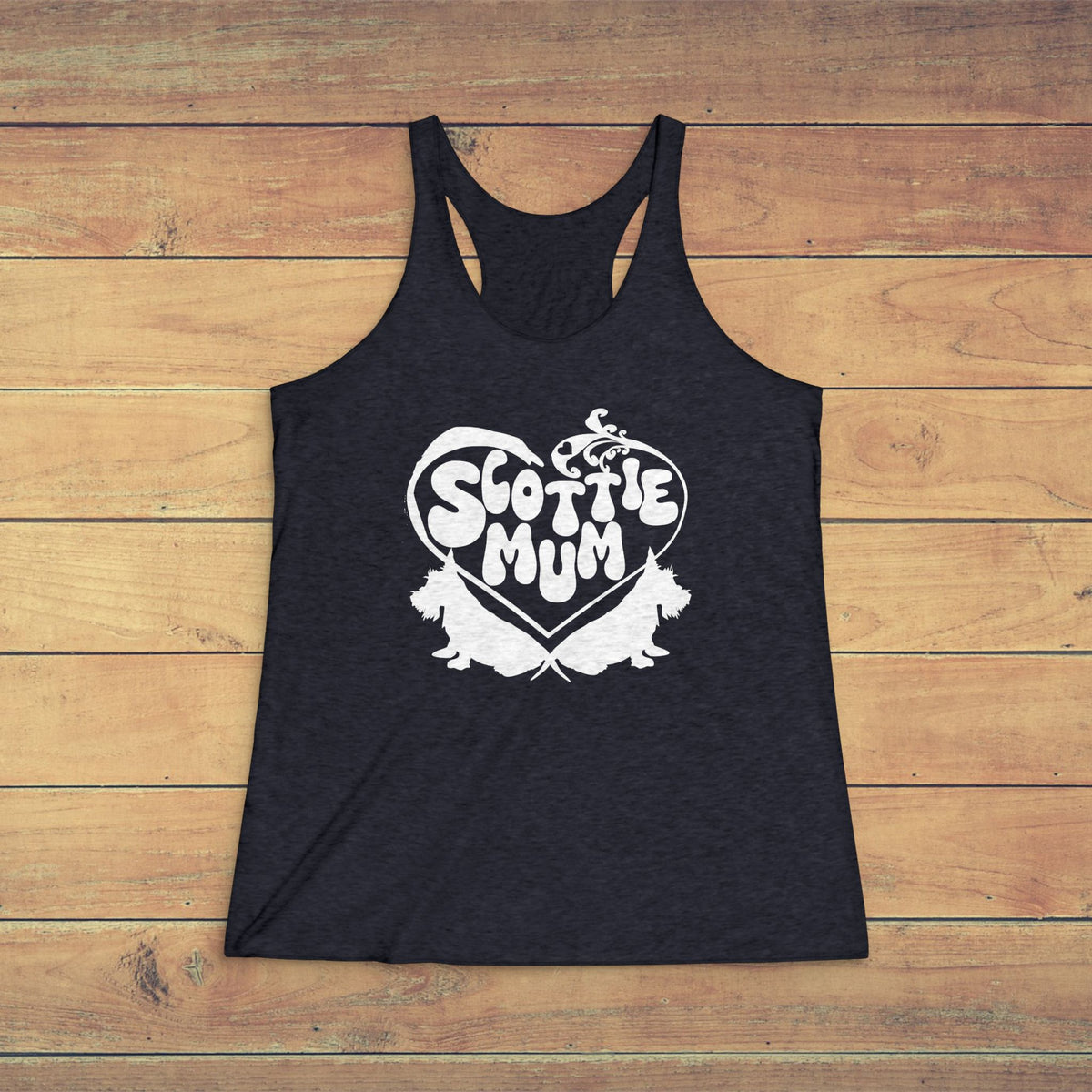 Scottie Mum Racerback Tank – Cute Heart & Scottie Dogs Tee for Dog Moms