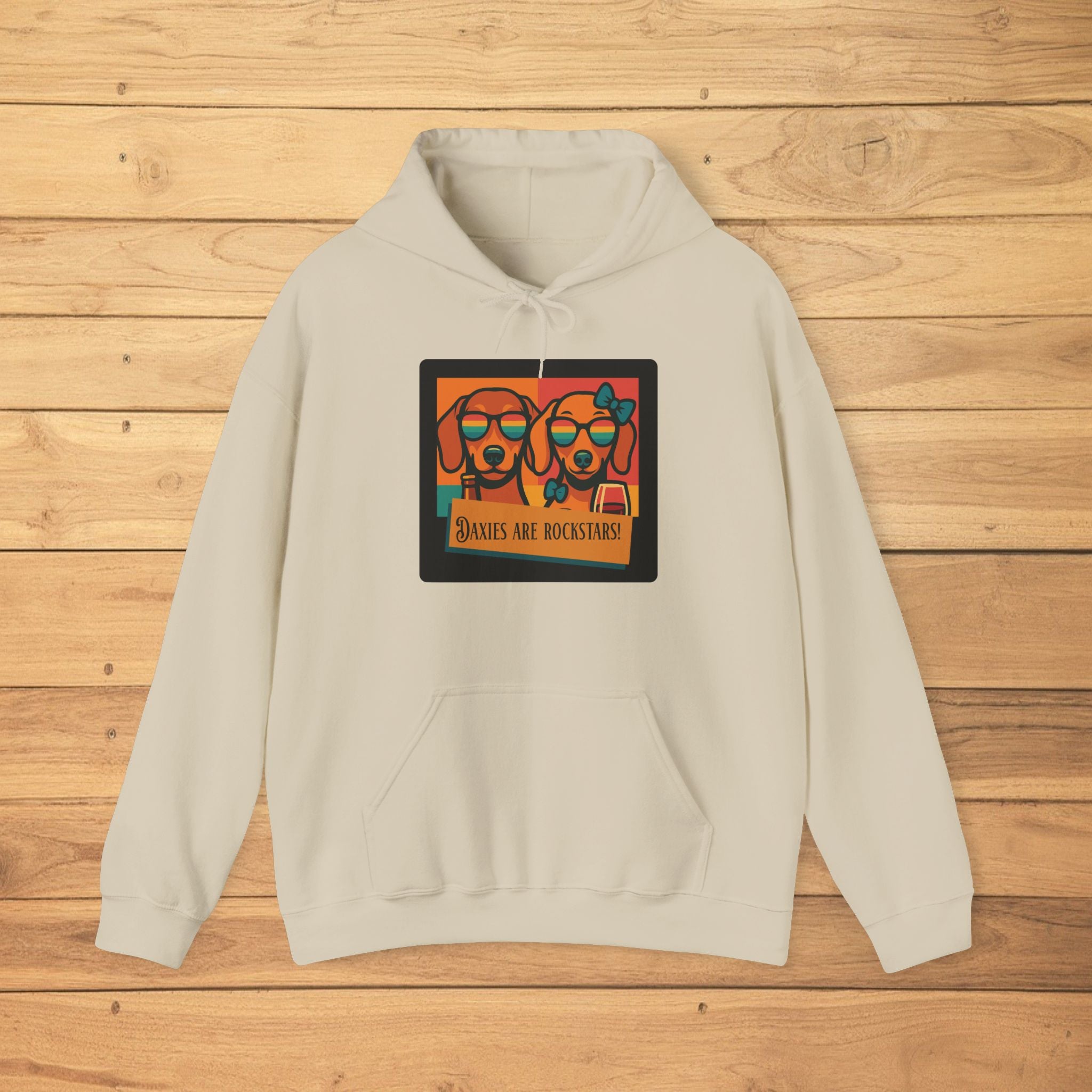 Fun Retro Hooded Sweatshirt - 'Sisters Are Rockstars' Gift, Cozy Layer, Unisex, Perfect for Birthdays, Casual Wear, Sisterhood