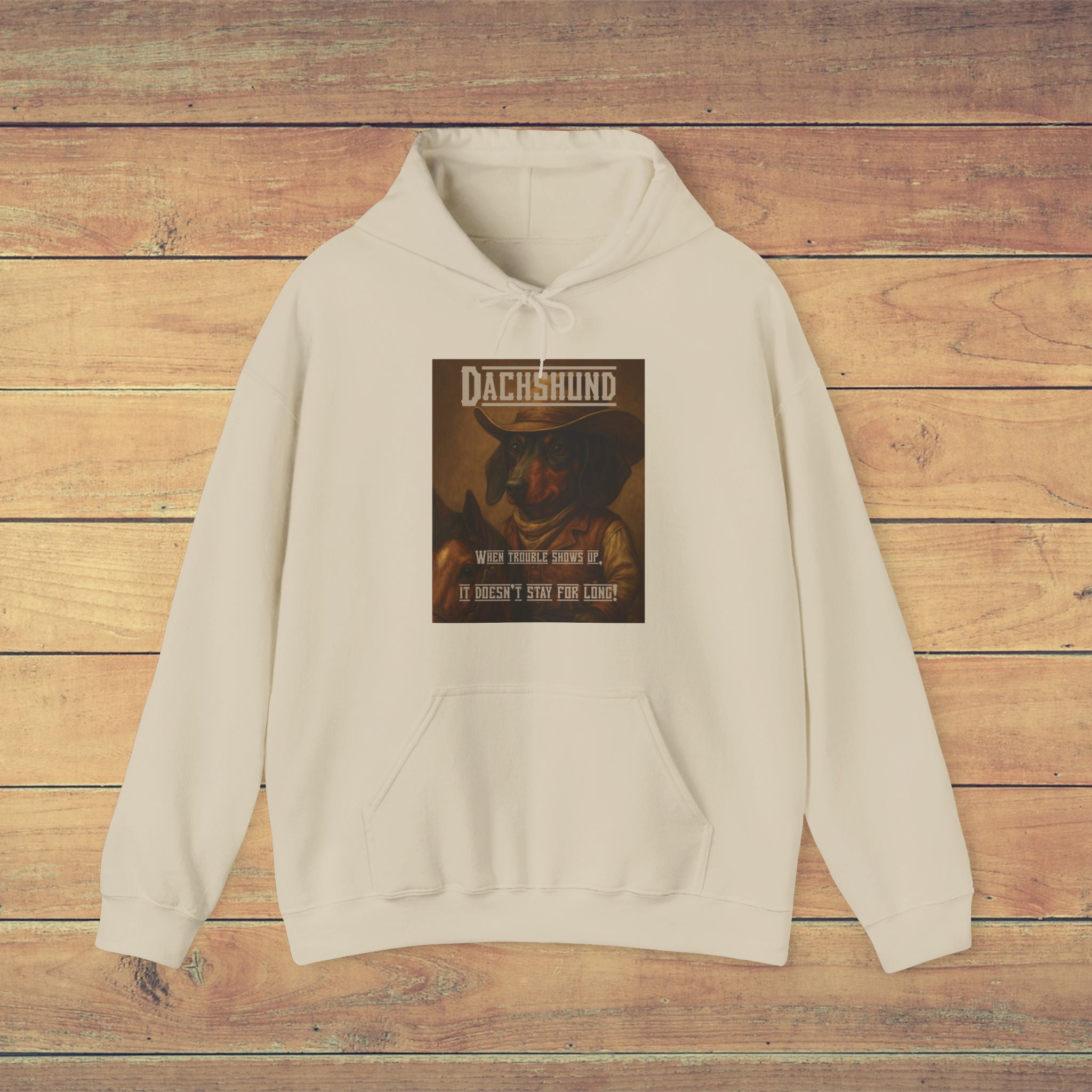 Western Daxie Hoodie – Trouble Doesn’t Stick Around