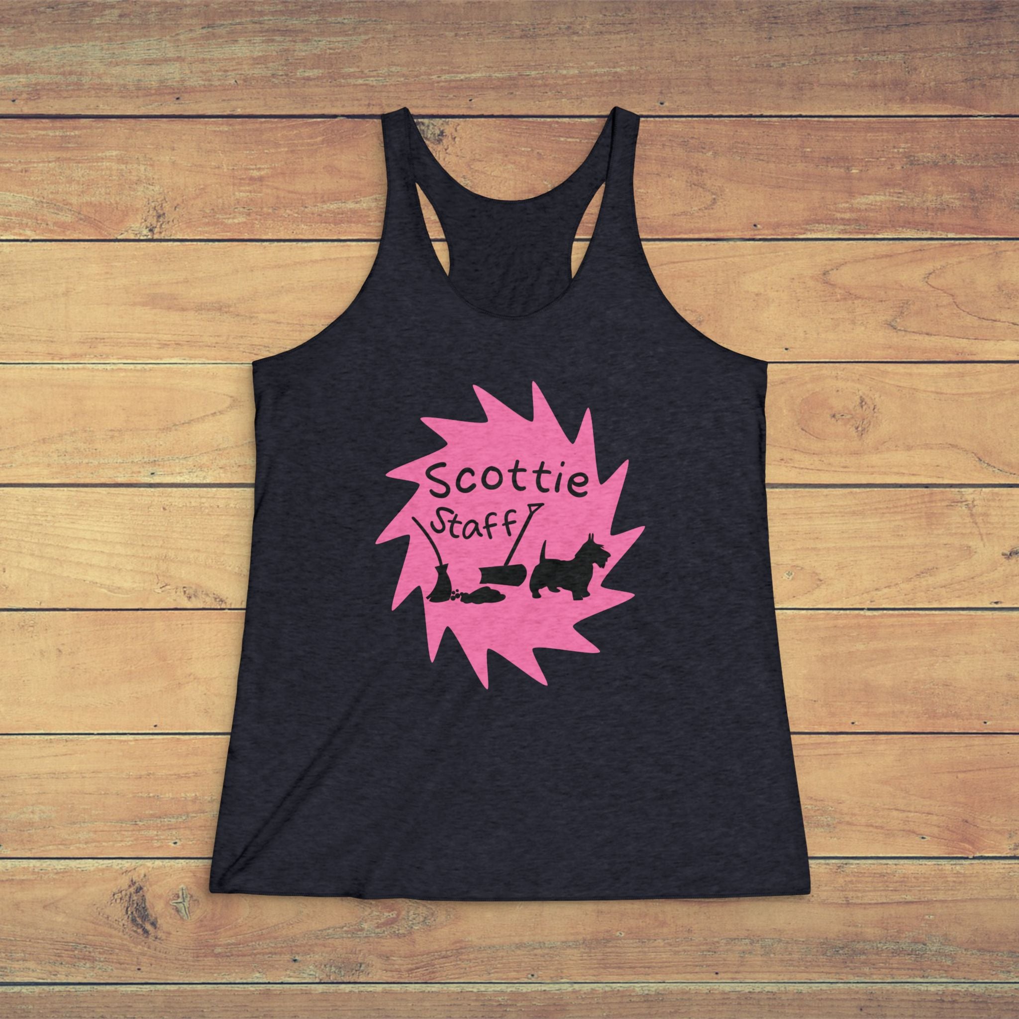 Scottie Staff Women's Racerback Tank — Cute and Fun Scottie Dog Graphic