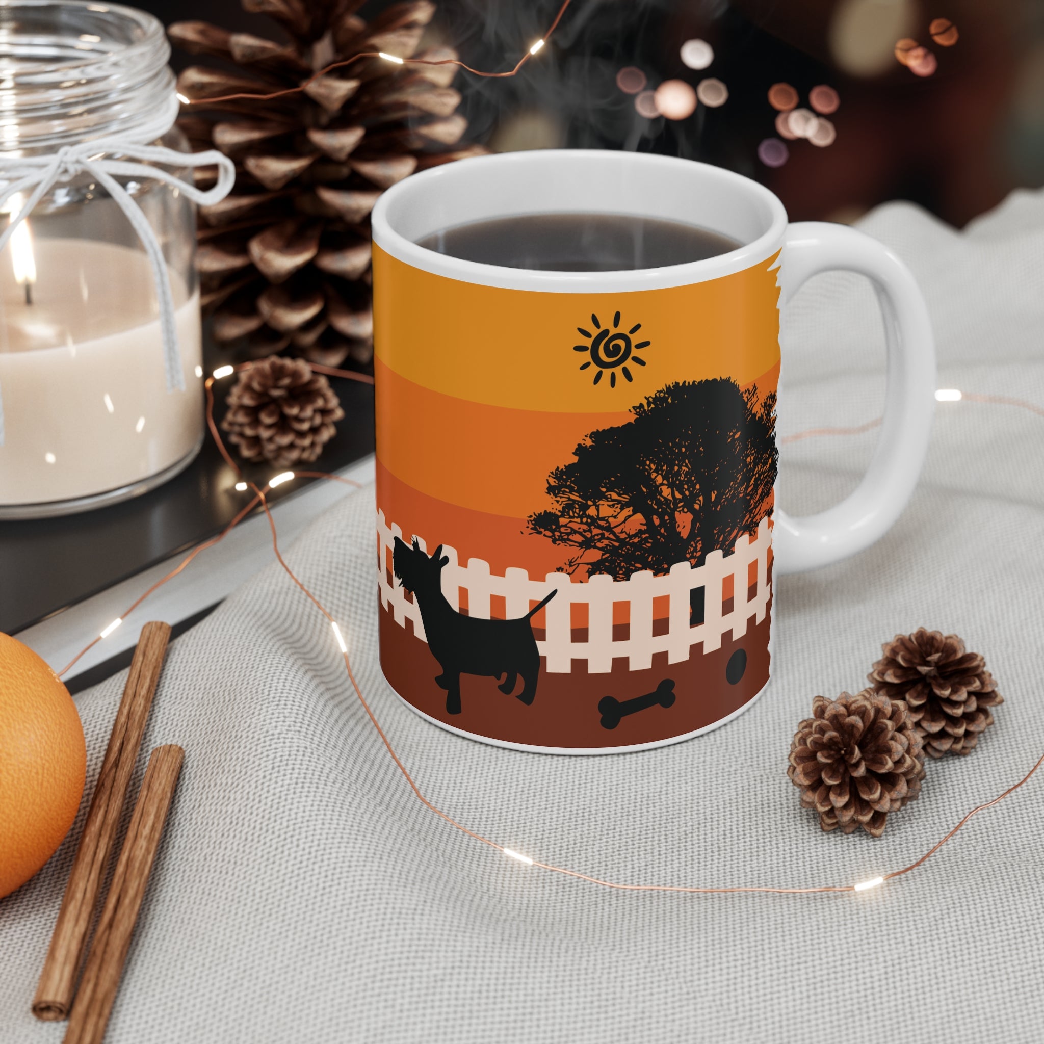 Scottish Terrier Silhouette Mug – Sunset Scottie Dog Coffee Cup