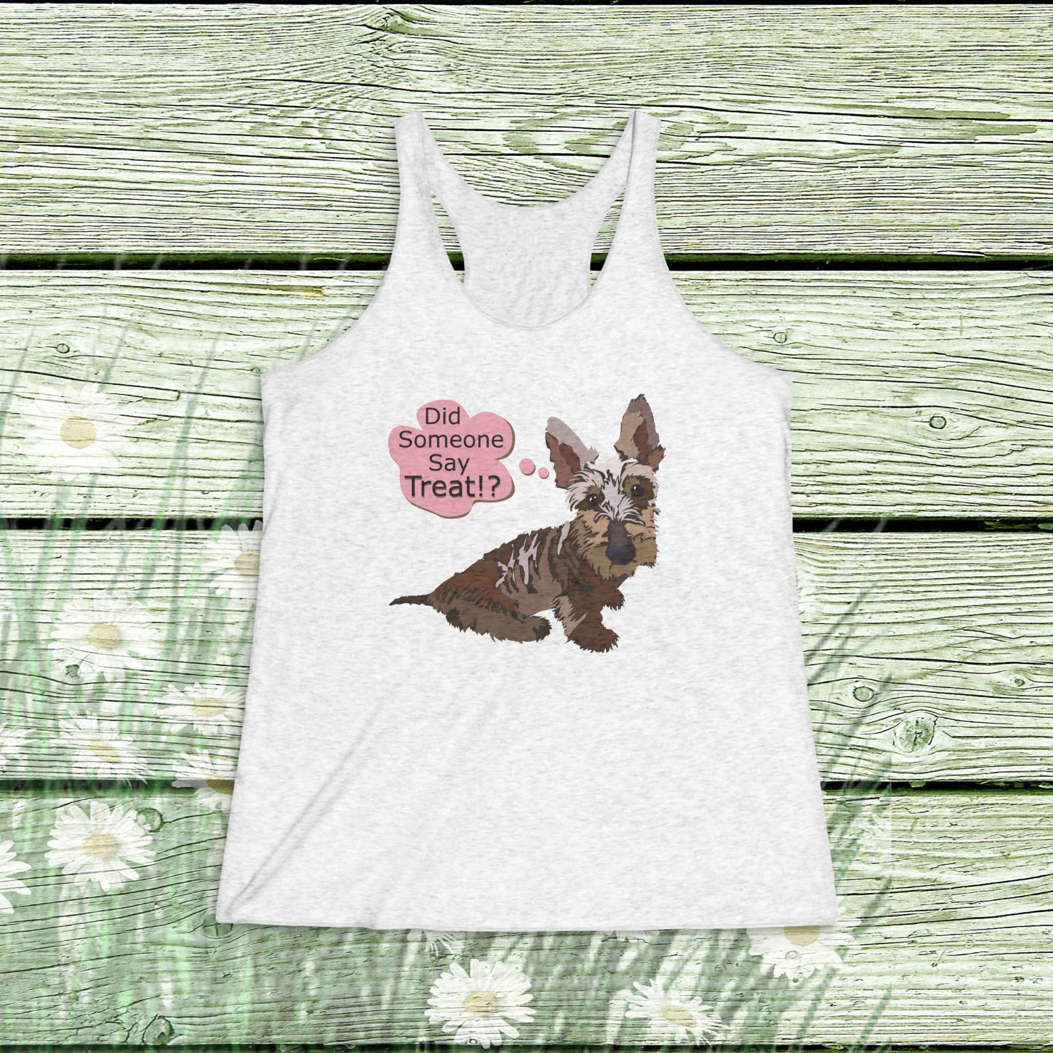 Women’s Racerback Tank – Cute Scottish Terrier ‘Did Someone Say Treat?’ Dog Lover Tank Top