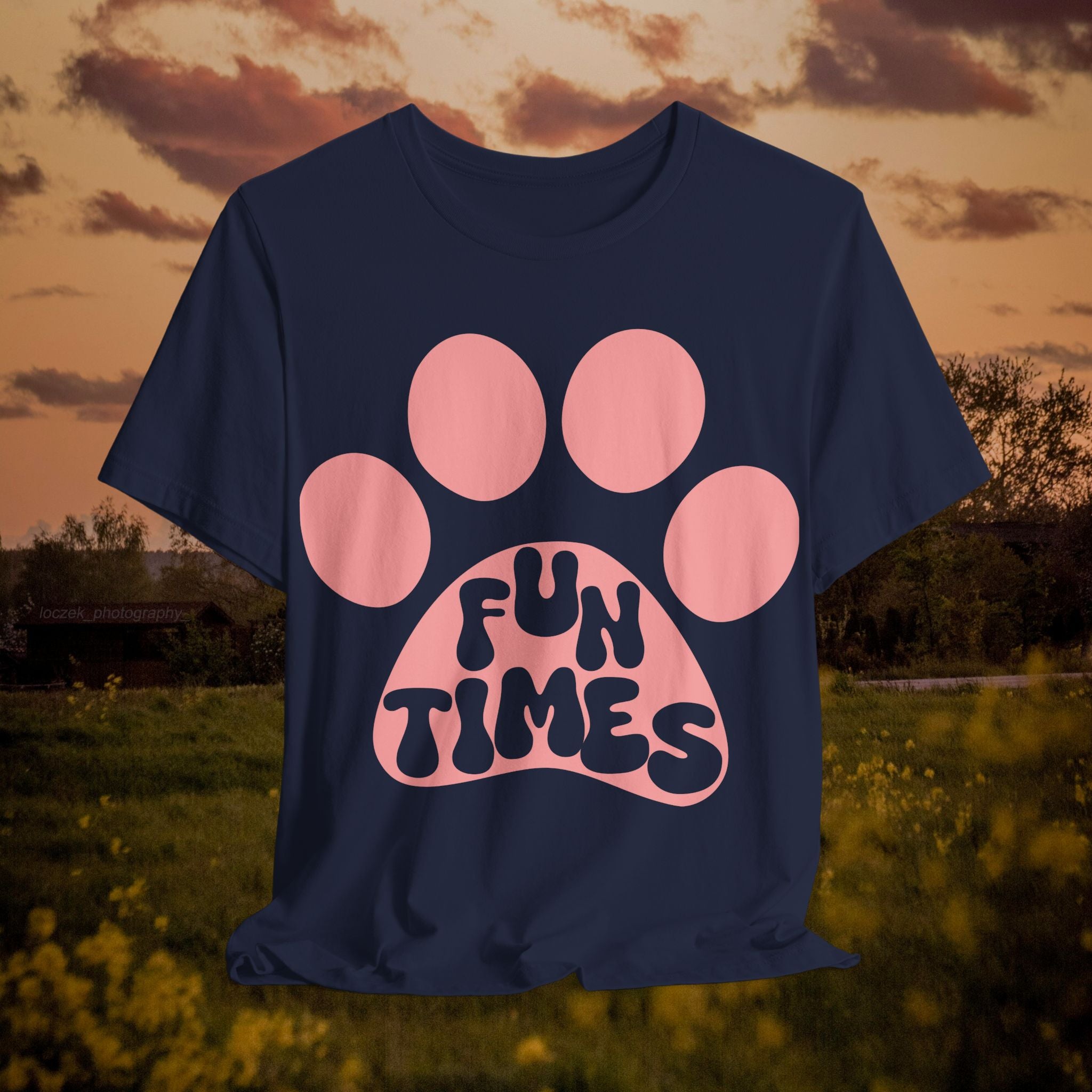 Fun Times Paw Graphic Tee — Retro Pink Pet Paw T-Shirt