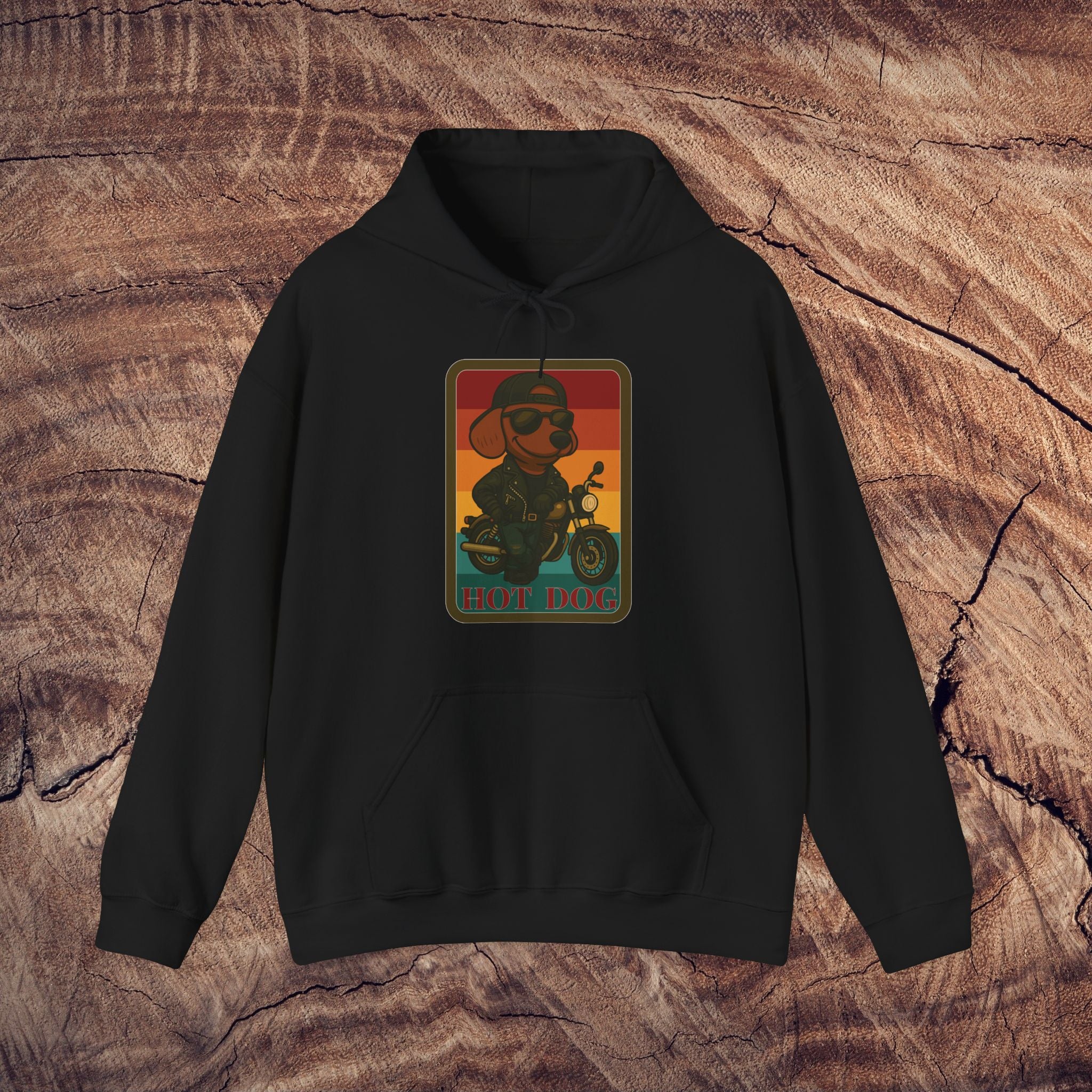 Retro Biker Dog Hoodie - Unisex Heavy Blend Sweatshirt, Cozy Sweatshirt, Dog Lover Gift, Vintage Style Hoodie, Fun Gift for Bikers