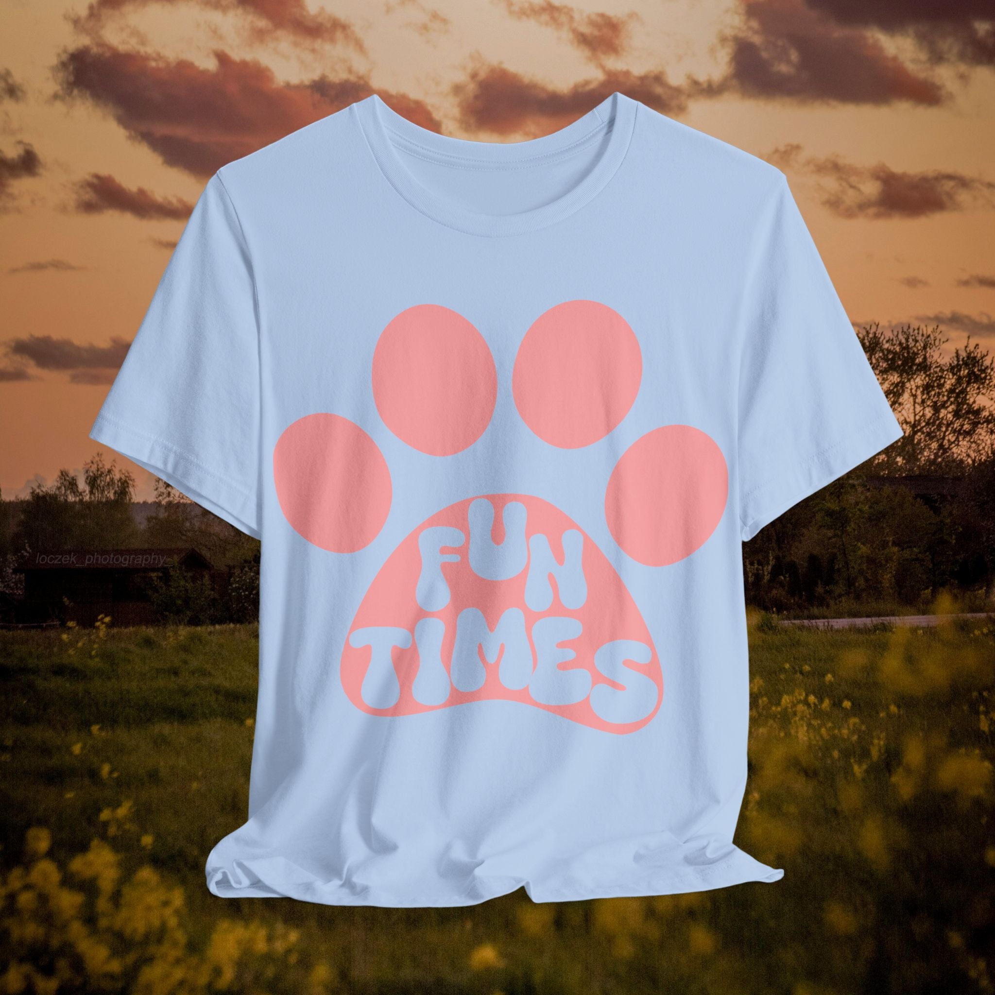 Fun Times Paw Graphic Tee — Retro Pink Pet Paw T-Shirt