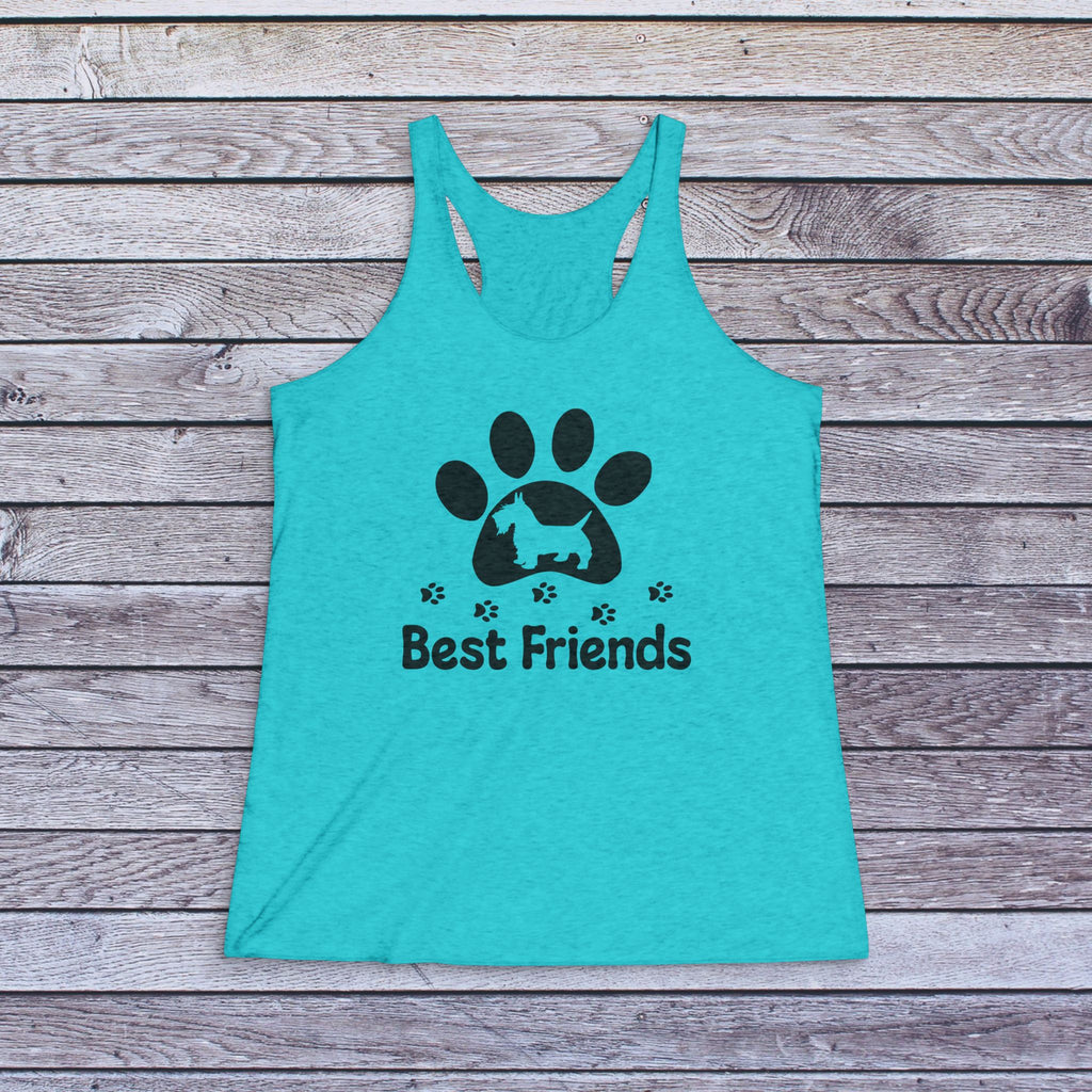 Best Friends Paw Print Tank Top — Women's Dog Lover Racerback