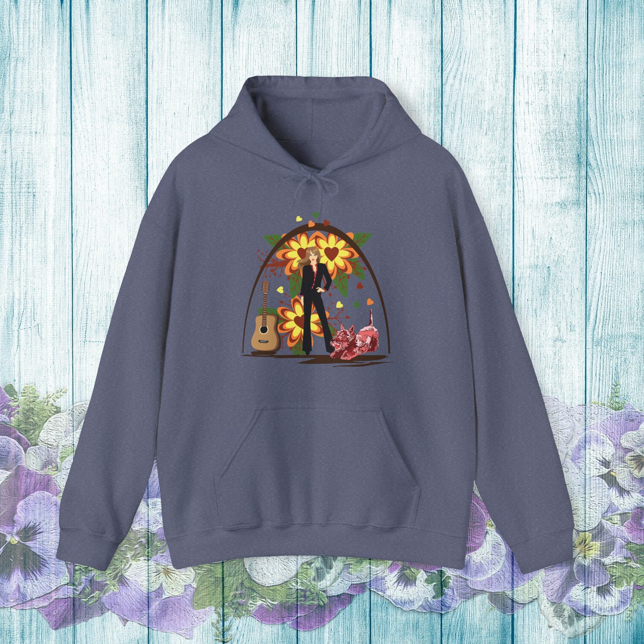 Vintage Floral Guitar Unisex Hoodie