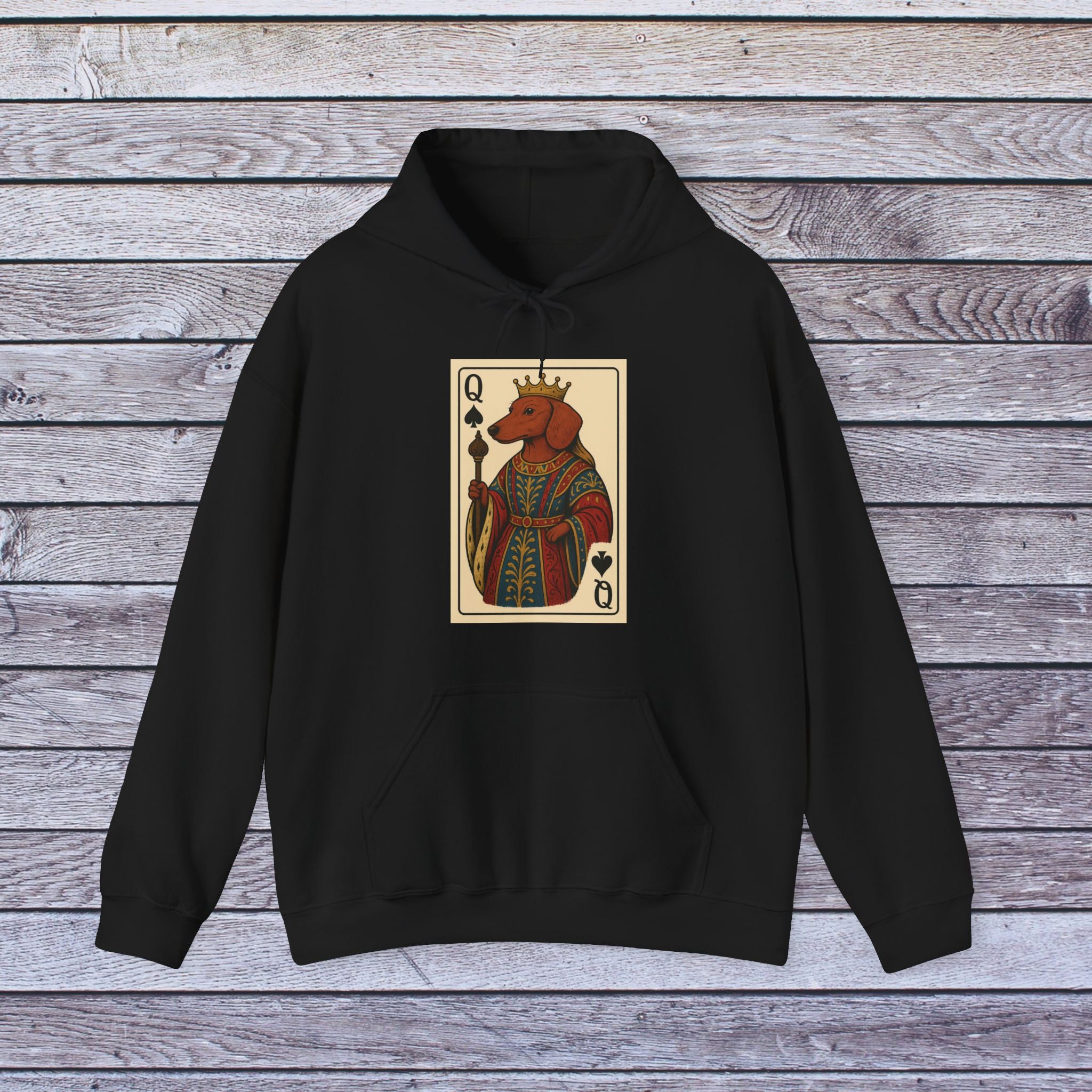 Dachshund Royalty Hoodie – Queen of Spades Edition