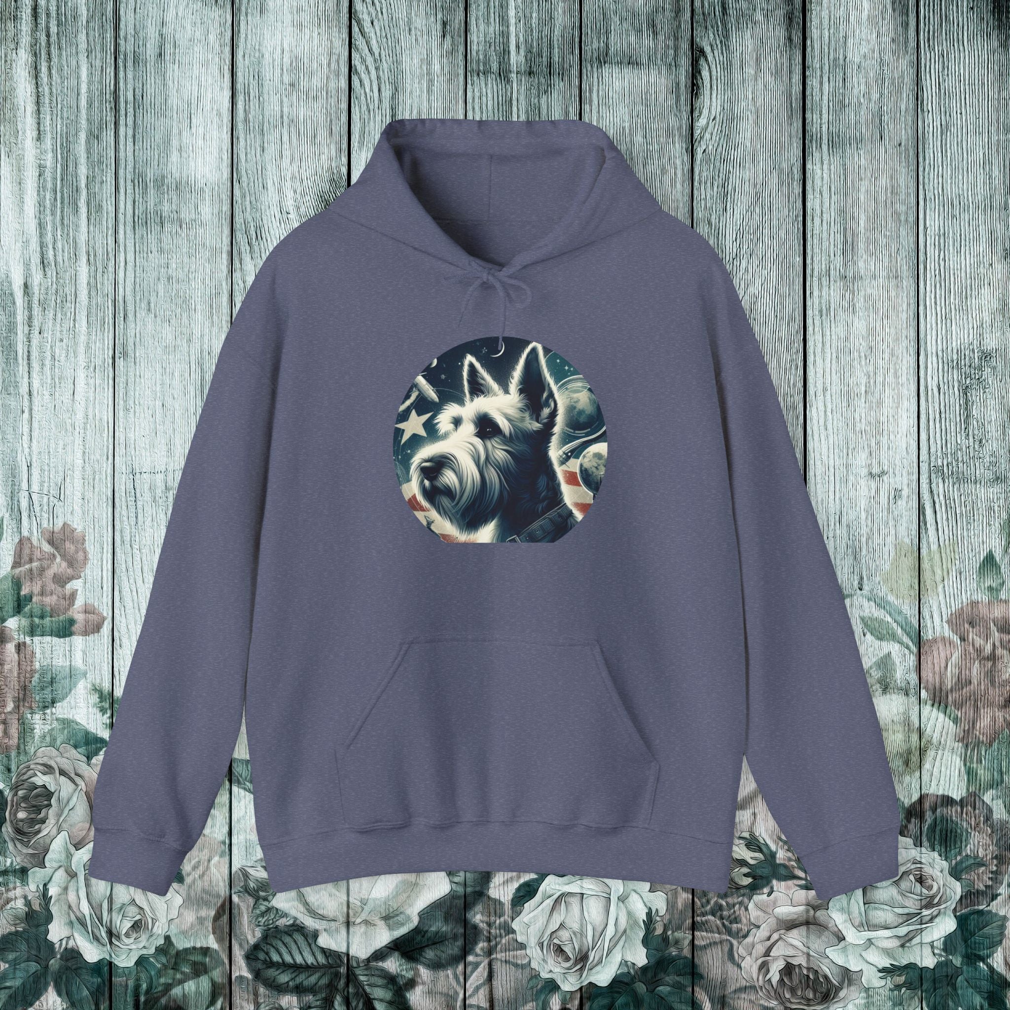 Patriotic Dog Hoodie - Unisex Heavy Blend™ Sweatshirt with American Flag Design