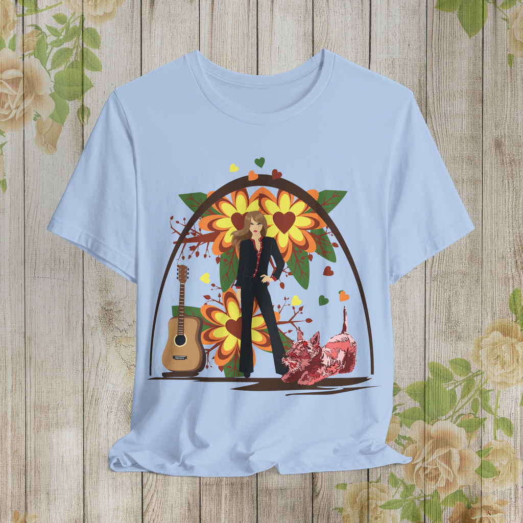 Retro Floral Music Tee - Unisex Short Sleeve T-Shirt