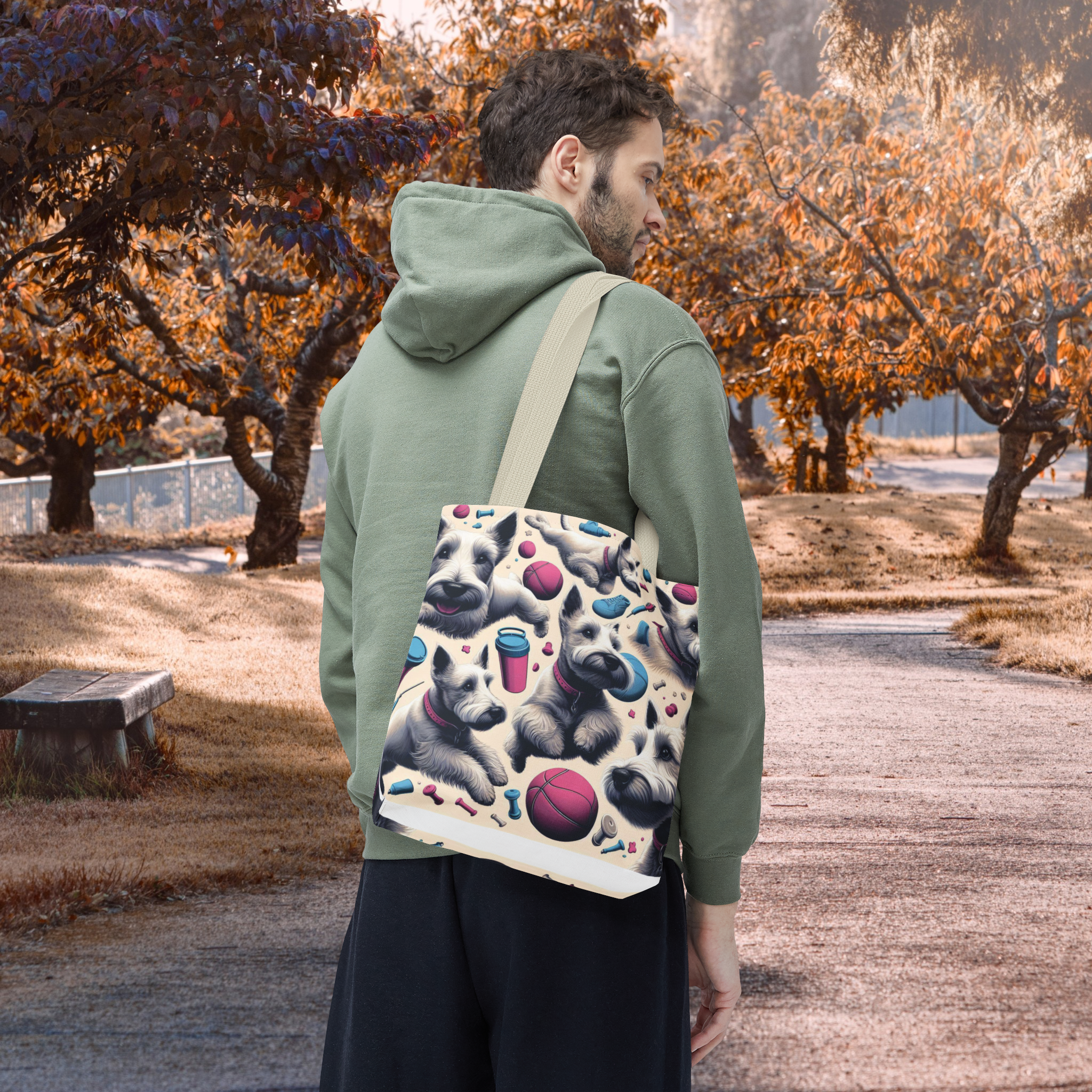 Fun Dog Tote Bag - Playful Scottish Terrier Design for Pet Lovers